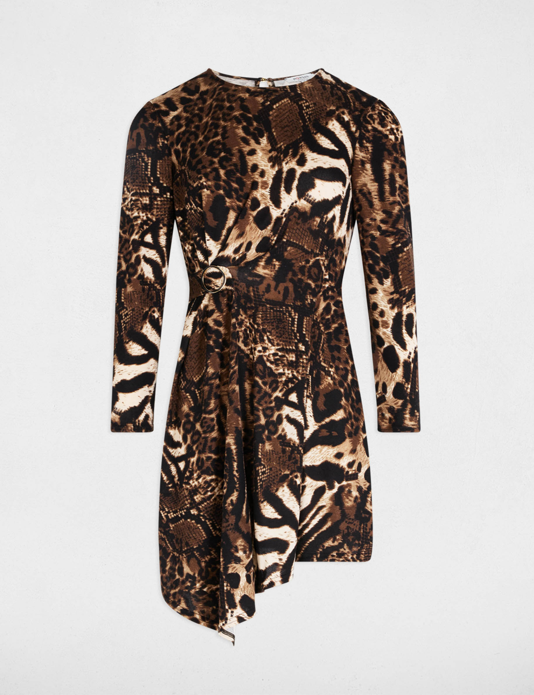 Robe courte trap&egrave;ze imprim&eacute;e multicolore femme