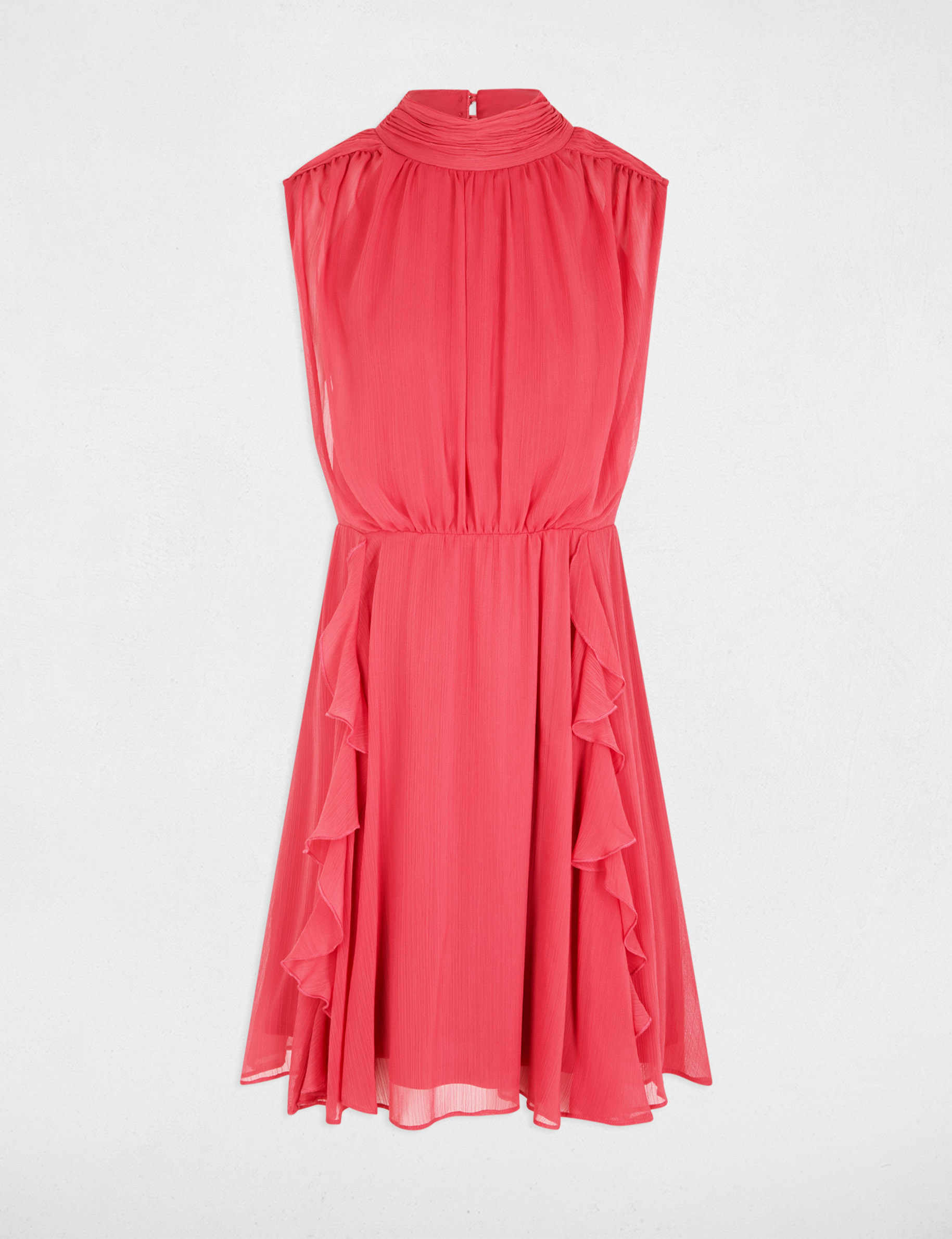 Robe courte col montant vieux rose femme