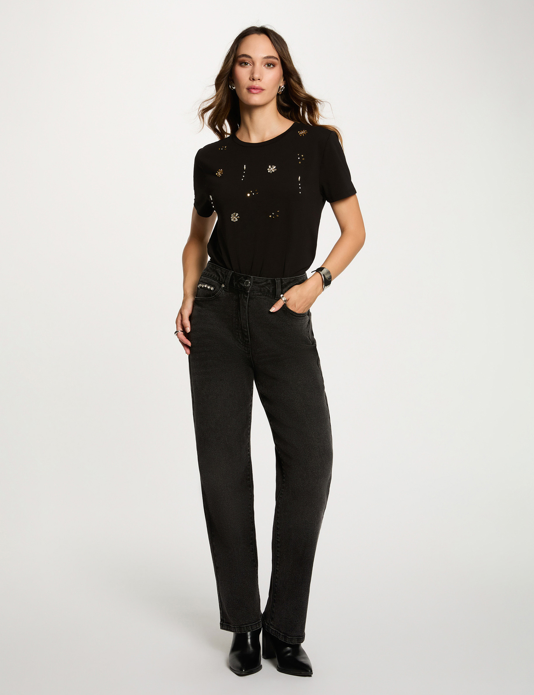 T-shirt manches courtes noir femme