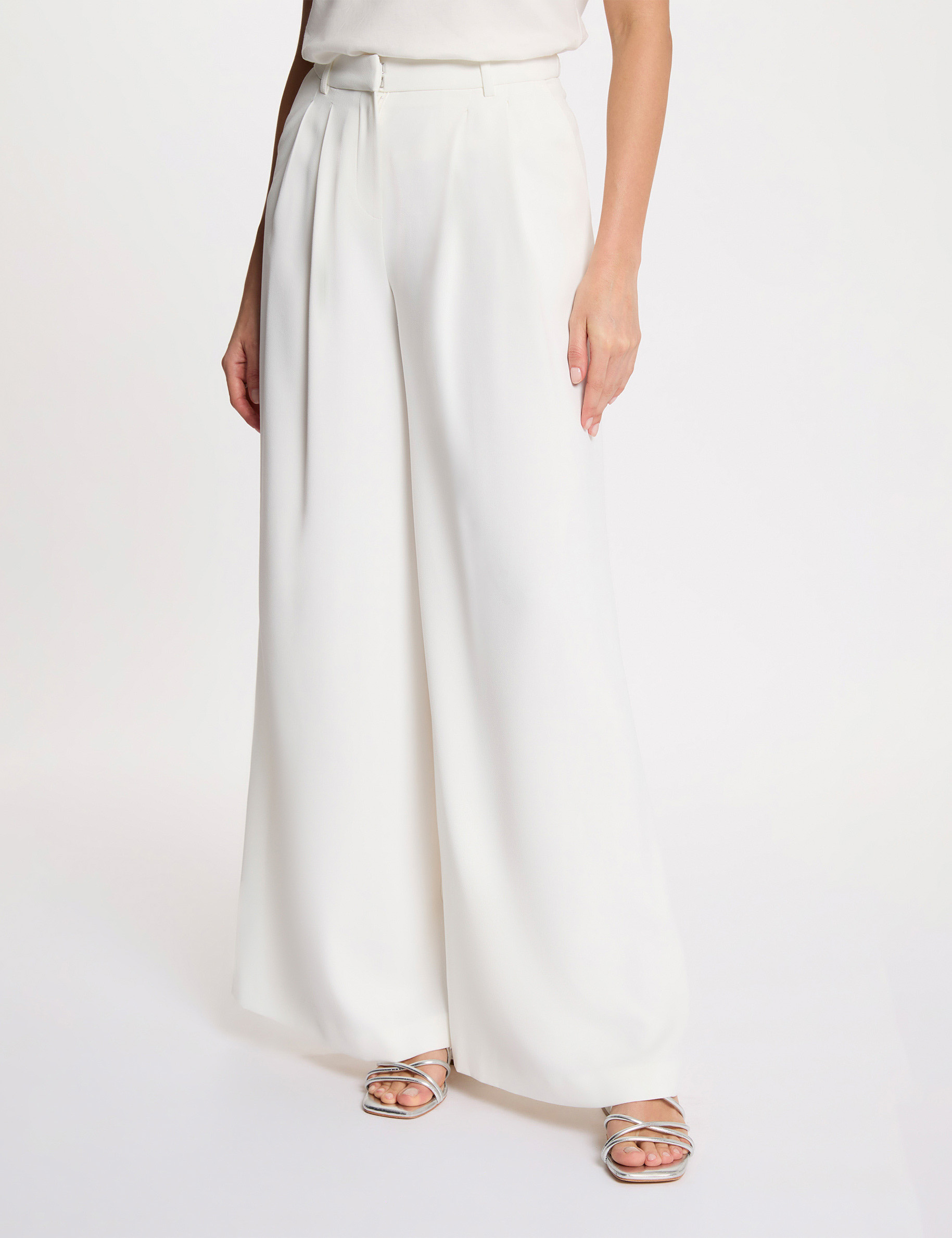 Pantalon large fluide blanc femme
