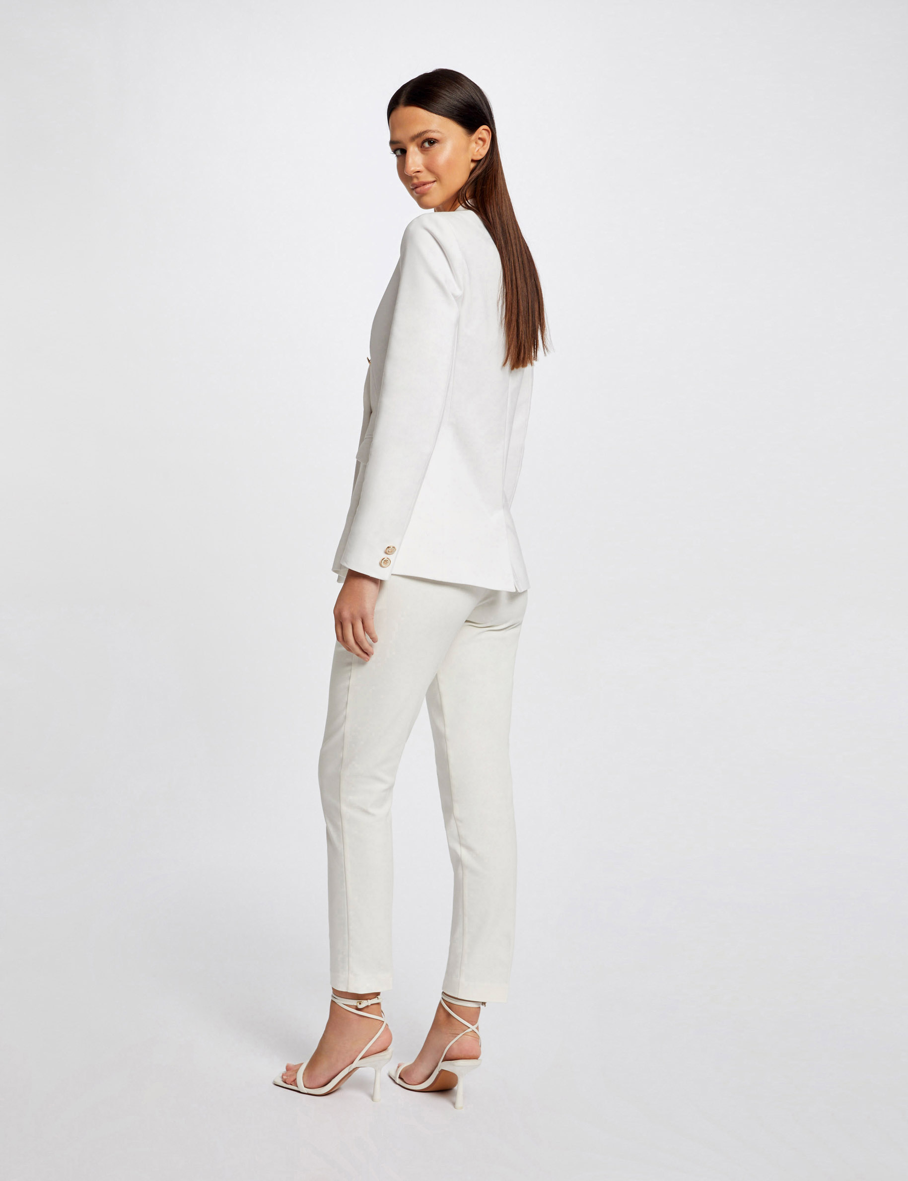 Veste cintrée avec boutons ecru femme Veste cintrée avec boutons ecru femme