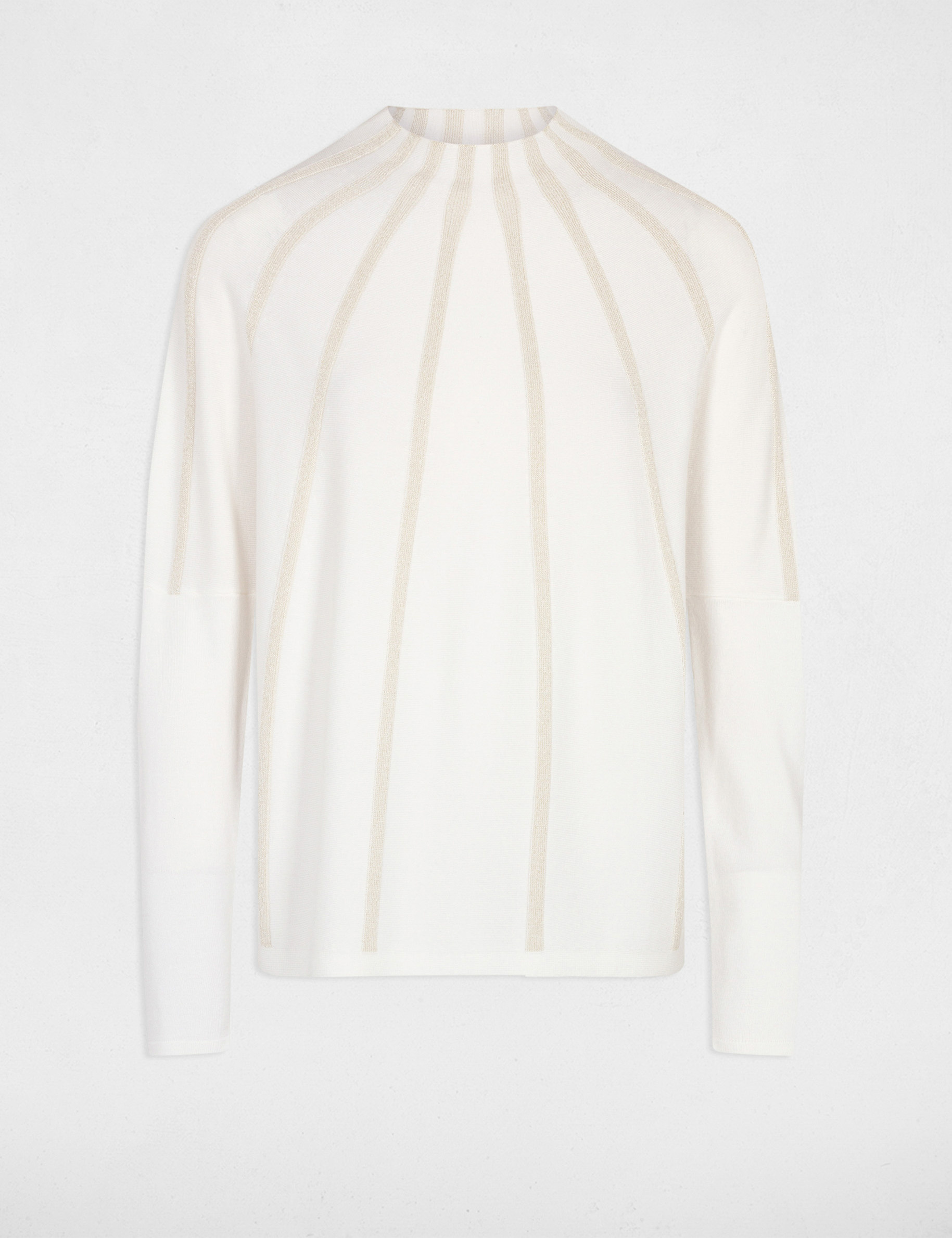 Pull manches longues à col montant ivoire femme