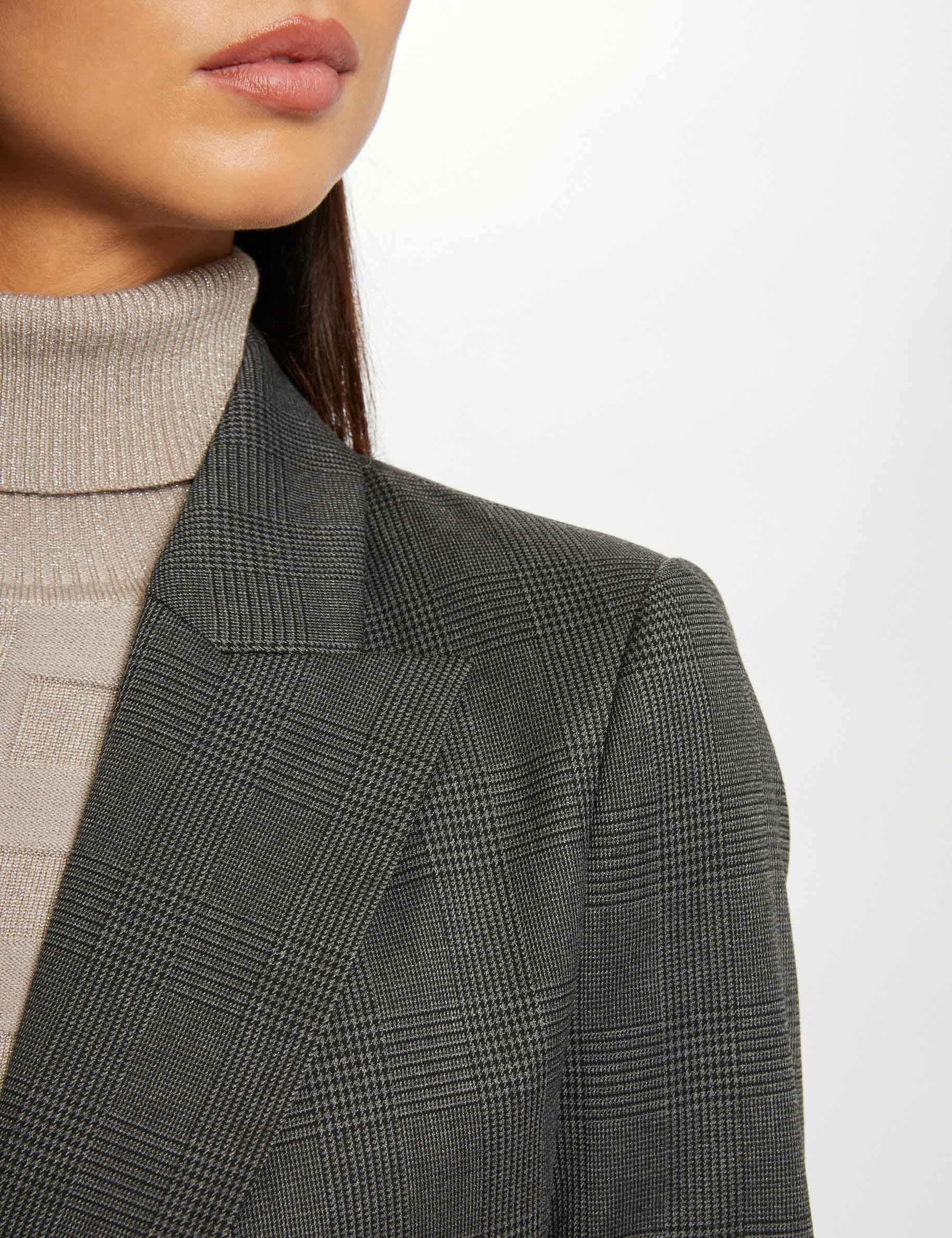 veste cintree a carreaux gris anthracite femme Veste cintrée à carreaux gris anthracite femme