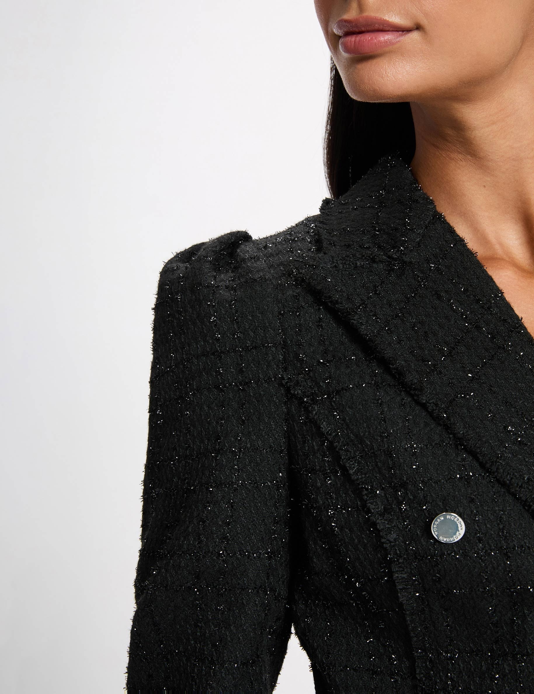 Veste tweed cintr&eacute;e noir femme