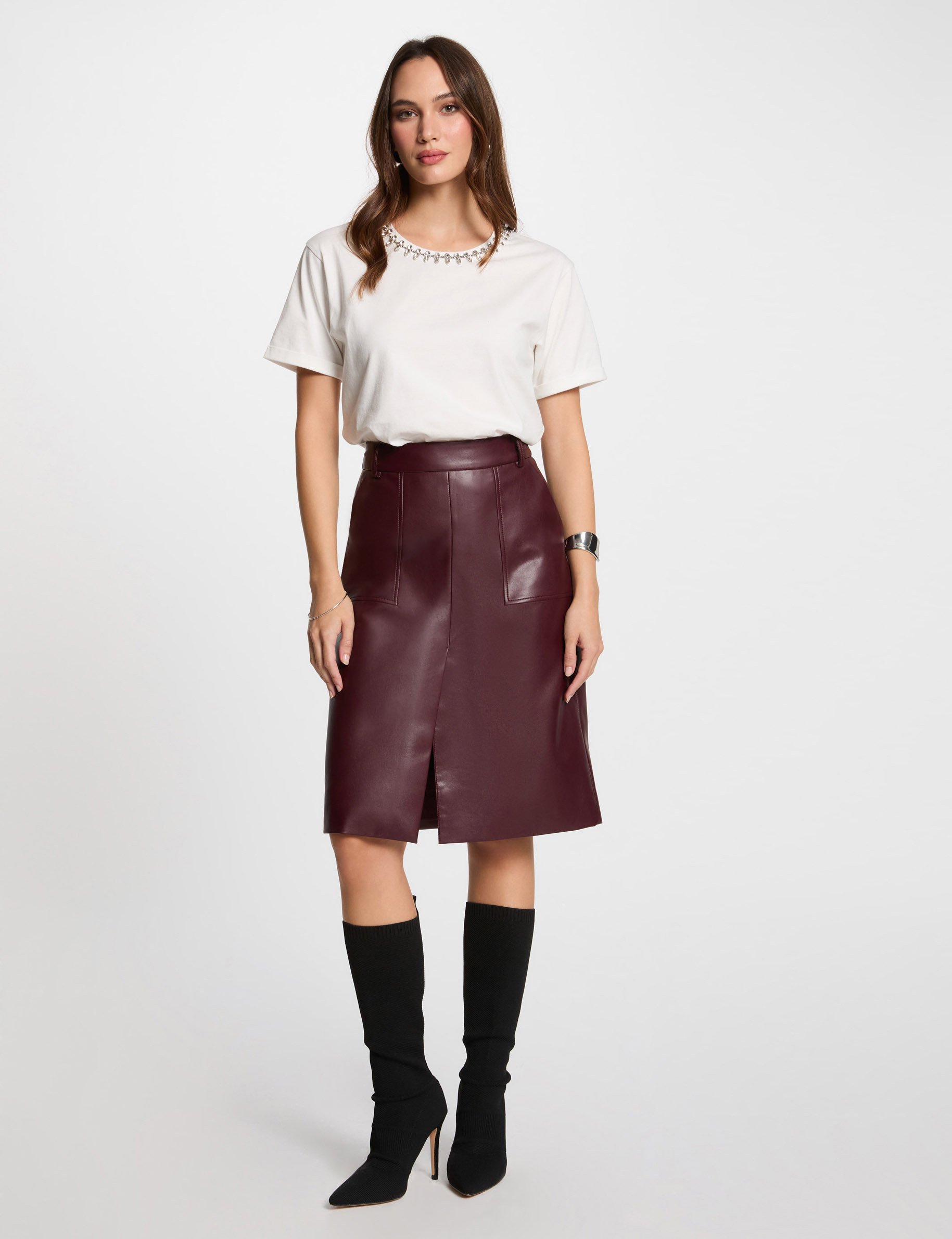 t shirt manches courtes bijoux blanc femme T-shirt manches courtes bijoux blanc femme
