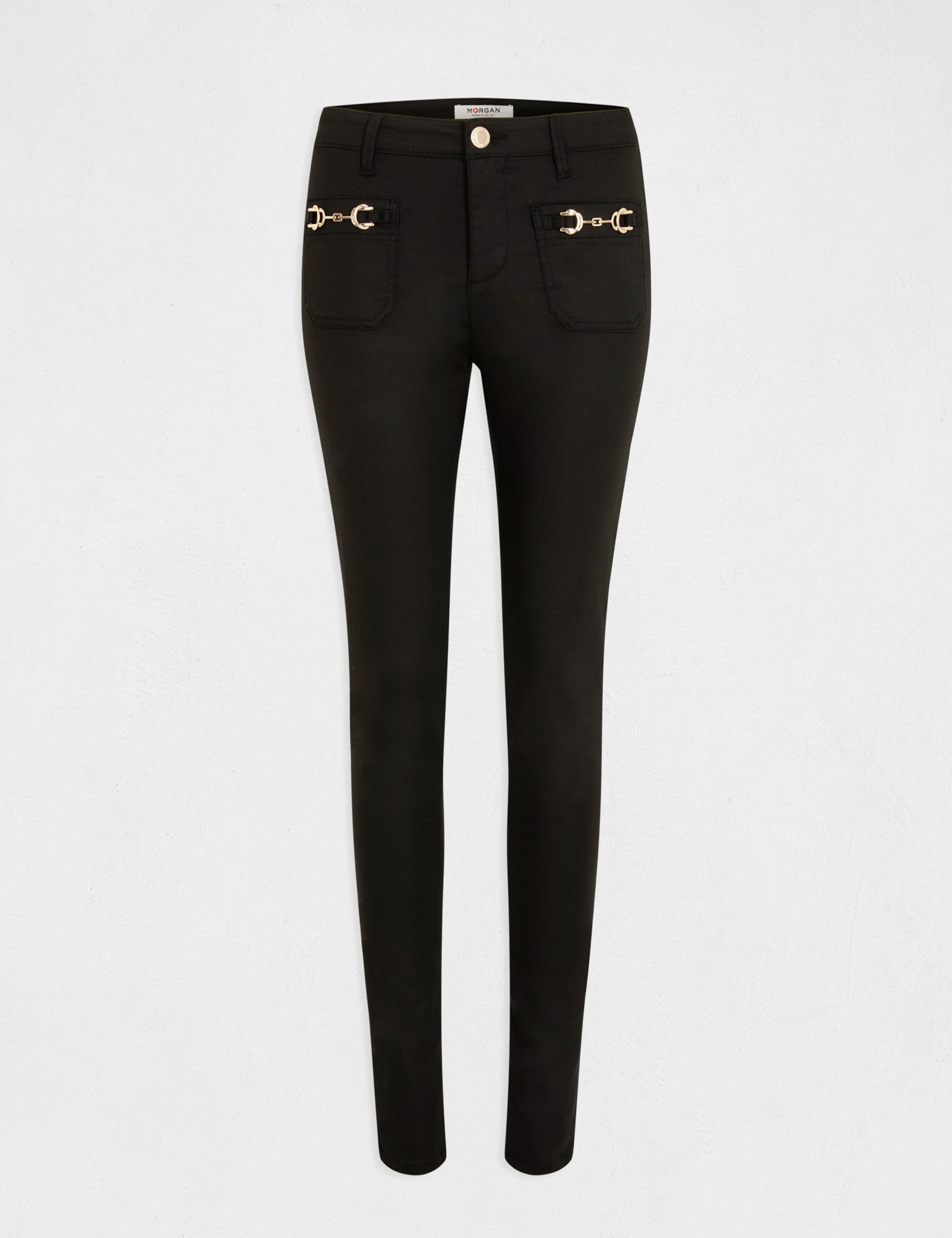 pantalon skinny a ornements metalliques noir femme Pantalon skinny à ornements métalliques noir femme
