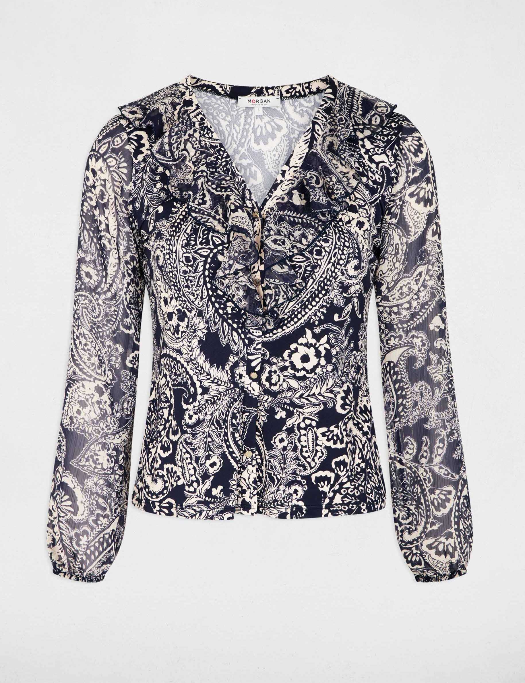 Chemise voile col v blanc femme