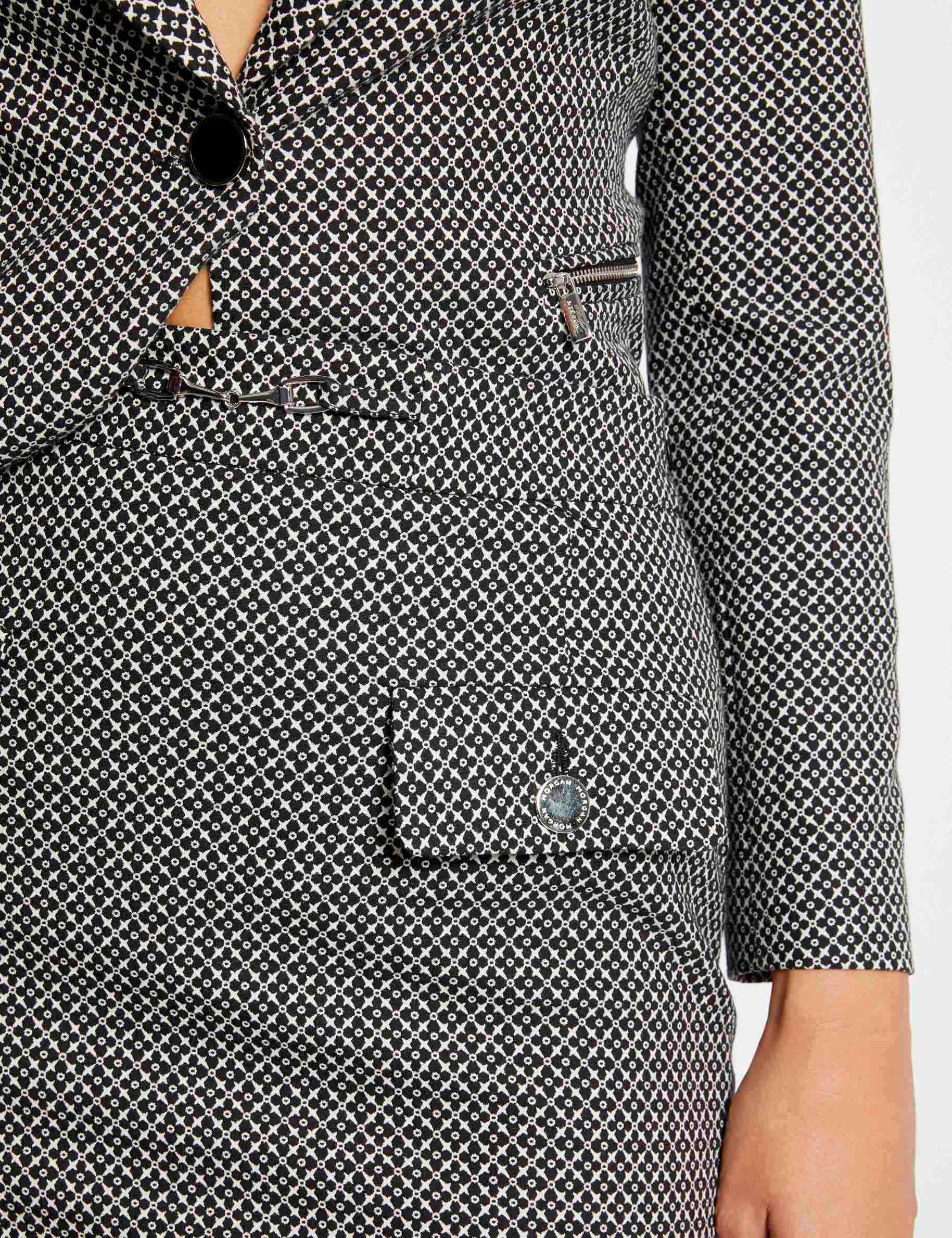 Jupe city droite imprimé géométrique marine femme Jupe city droite imprimé géométrique marine femme