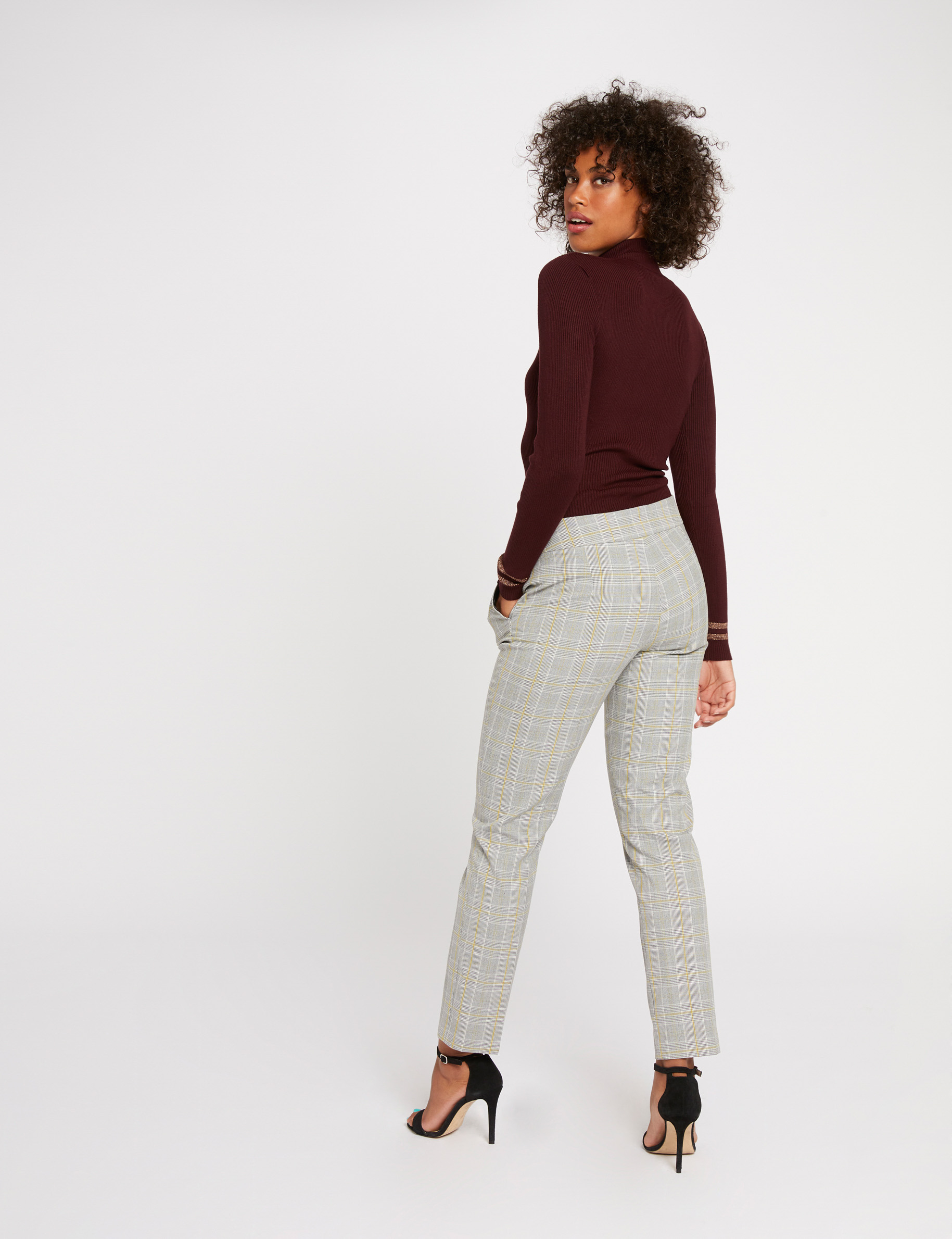 pull manches longues avec boutons rouge vin femme Pull manches longues avec boutons rouge vin femme