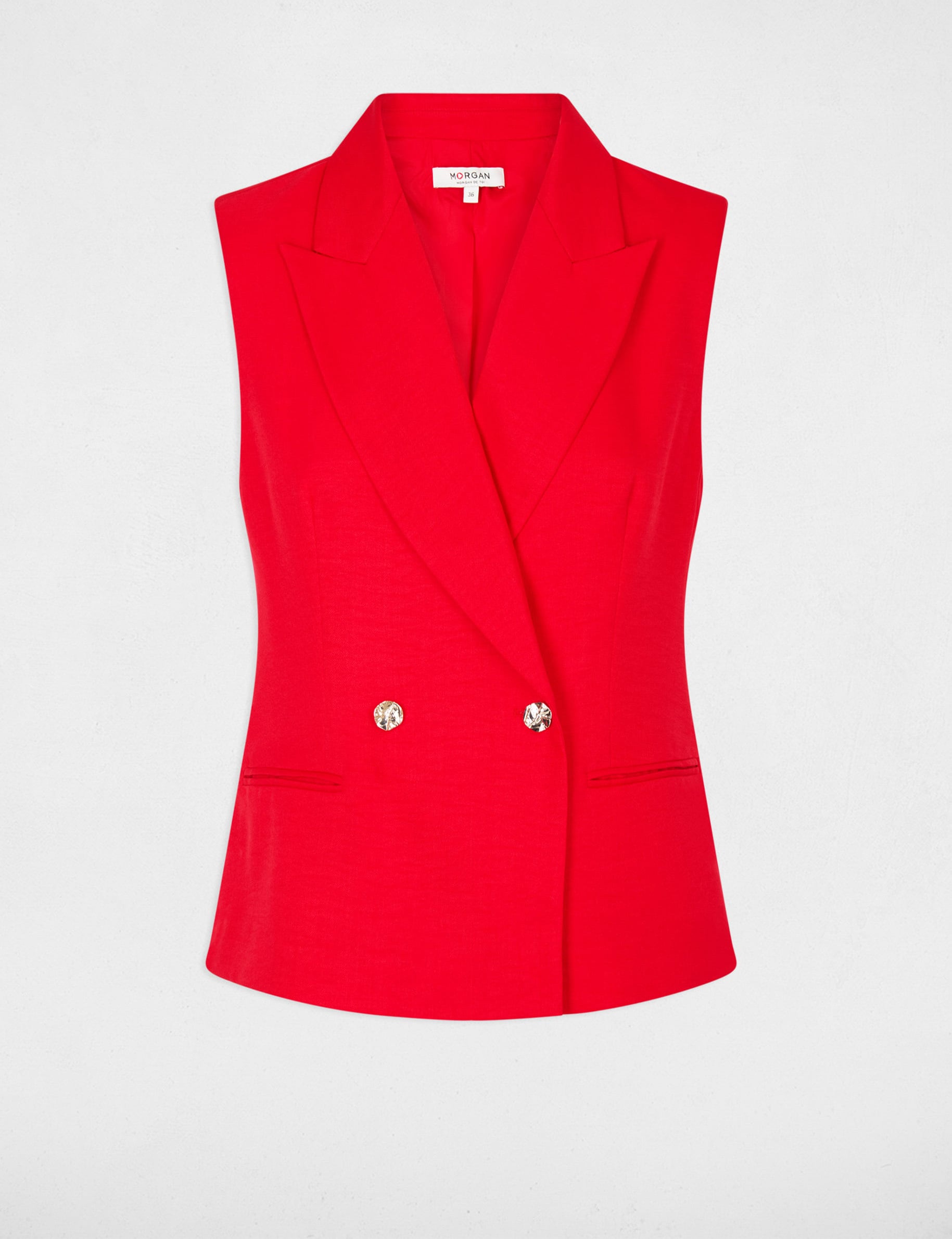 Veste sans manches ajust&eacute;e rouge femme