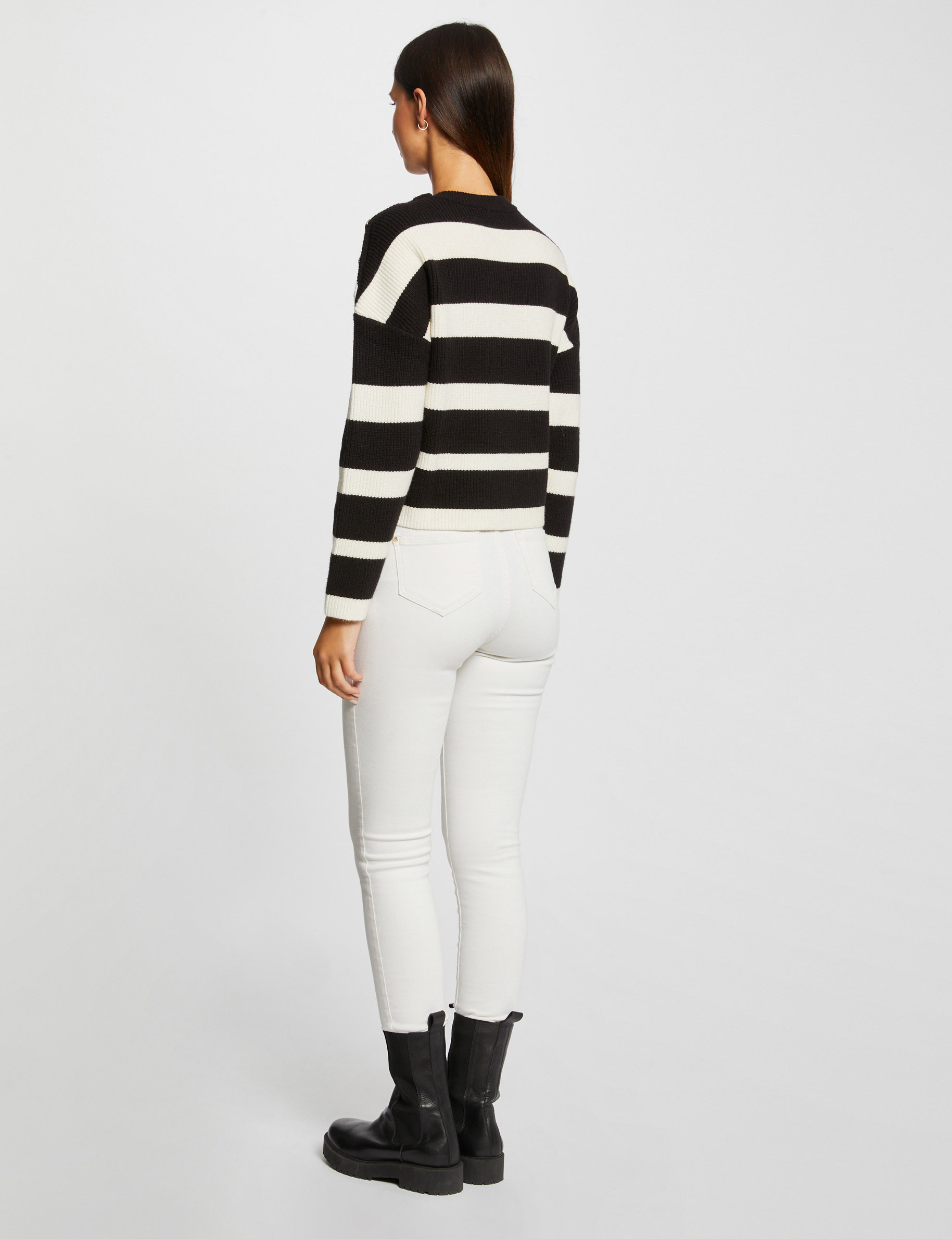 pull manches longues avec boutons noir femme Pull manches longues avec boutons noir femme