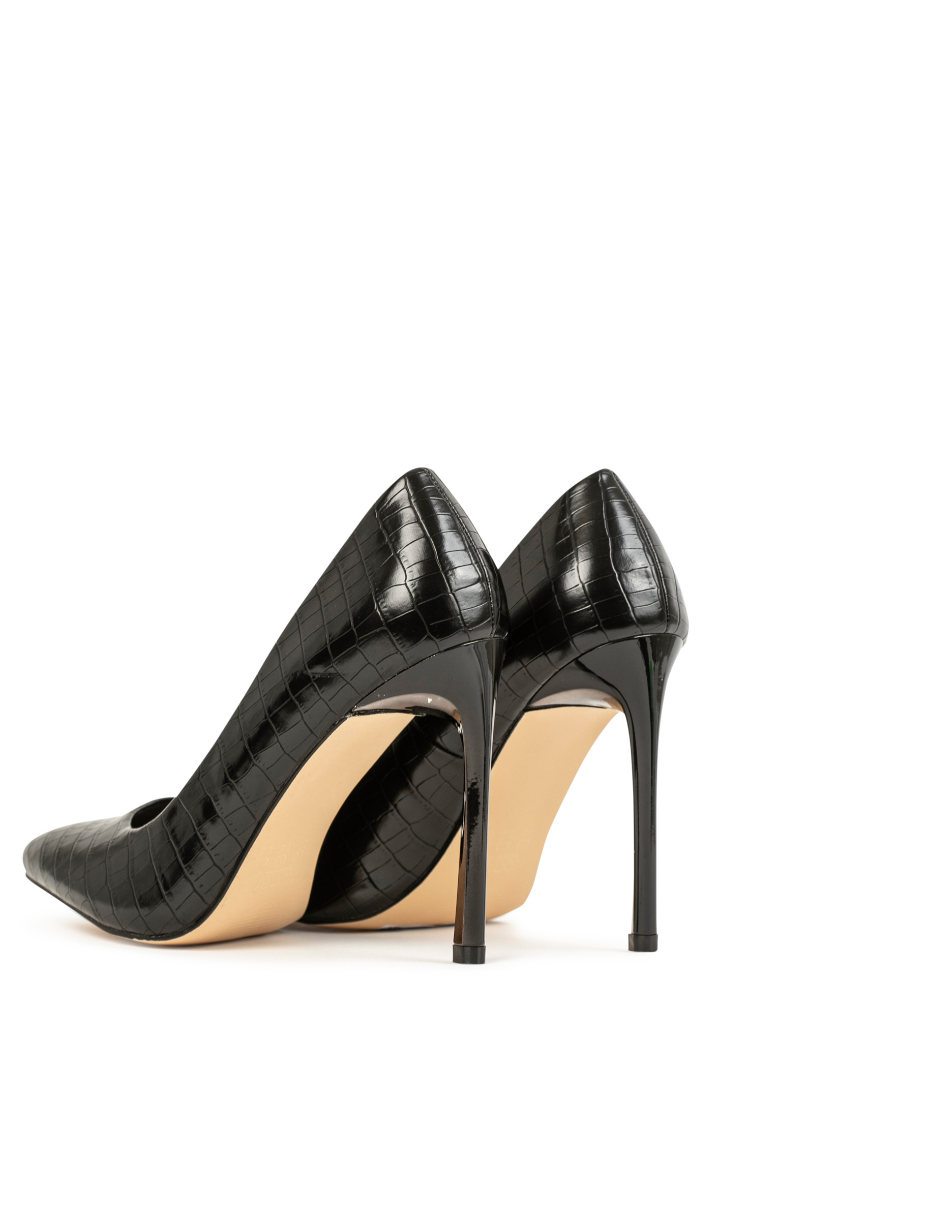 Escarpins aspect croco noir femme
