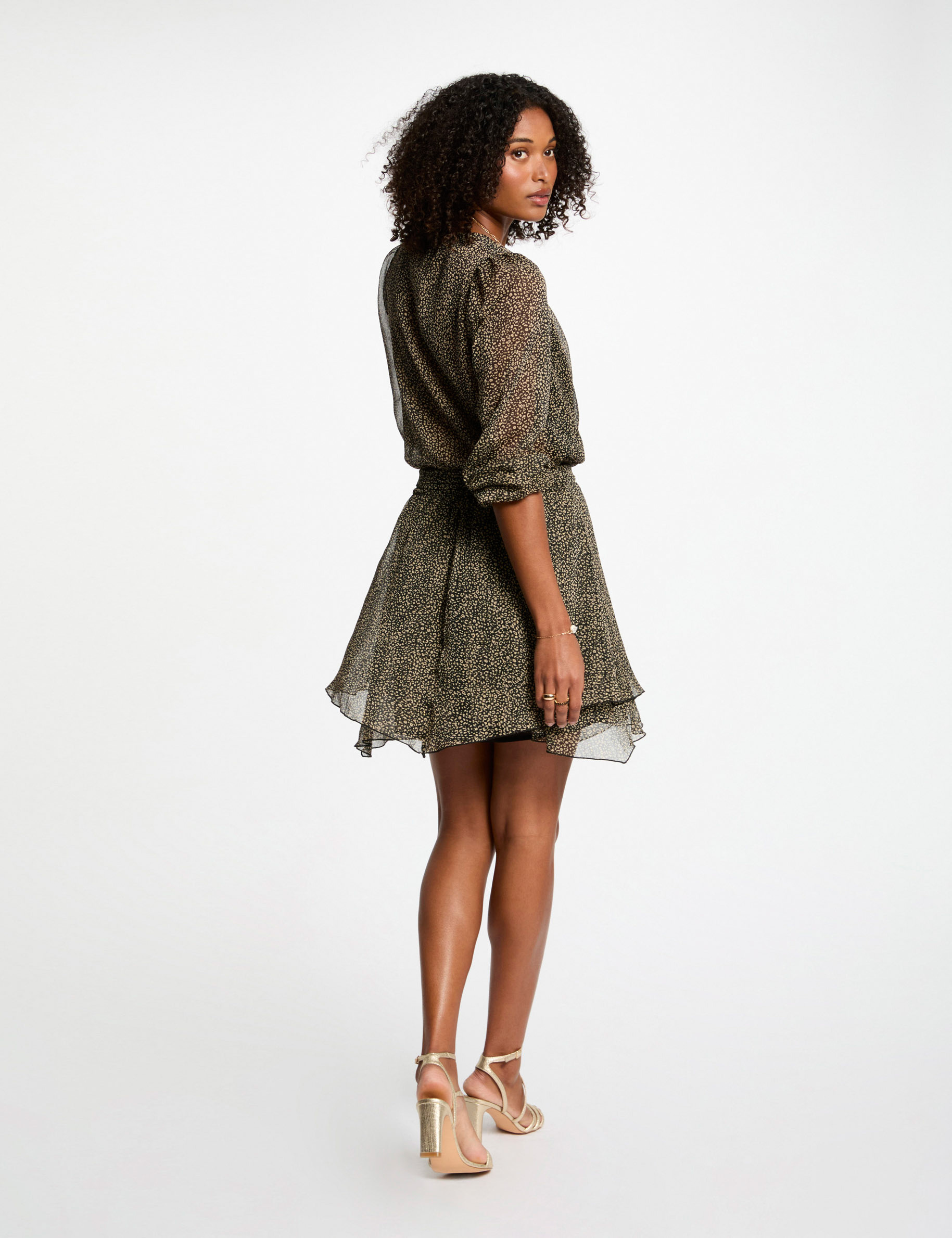 robe courte evasee imprimee multicolore femme Robe courte évasée imprimée multicolore femme