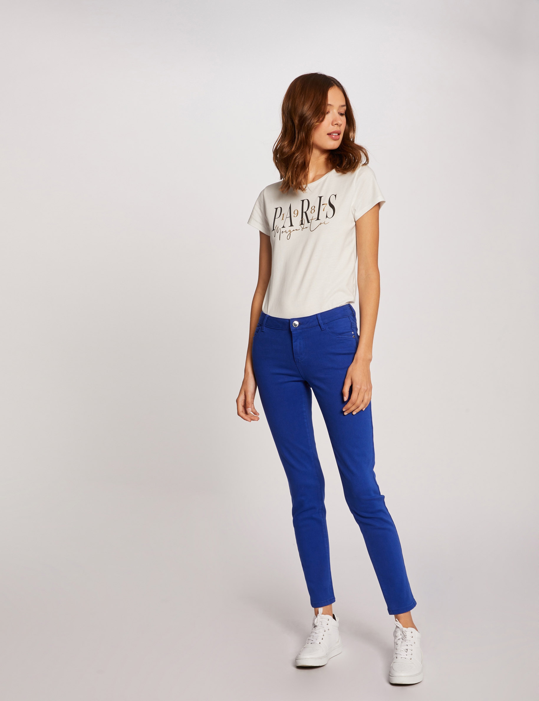 pantalon skinny taille basse bleu electrique femme Pantalon skinny taille basse bleu electrique femme