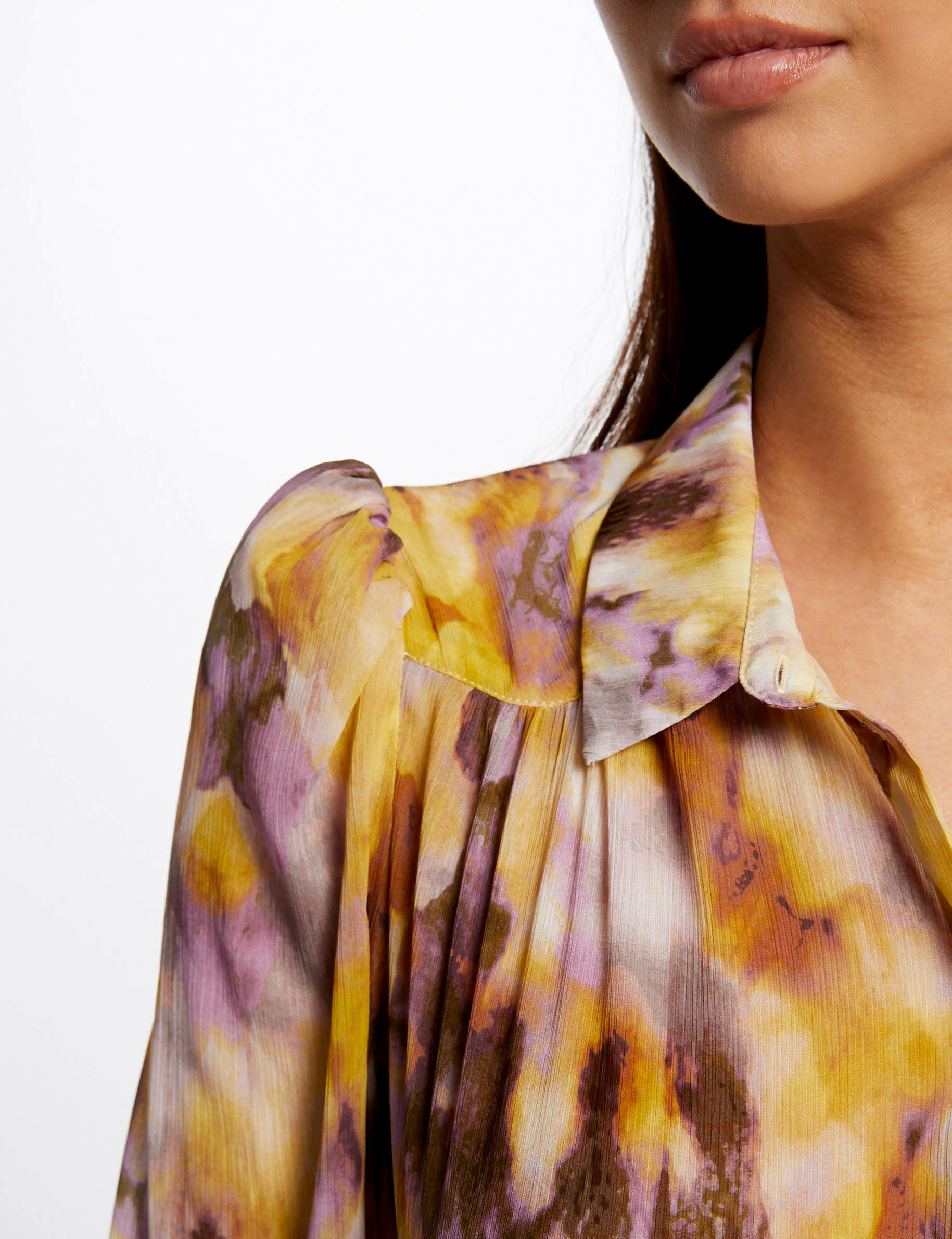 Chemise manches 3/4 imprimé abstrait multico femme Chemise manches 3/4 imprimé abstrait multico femme