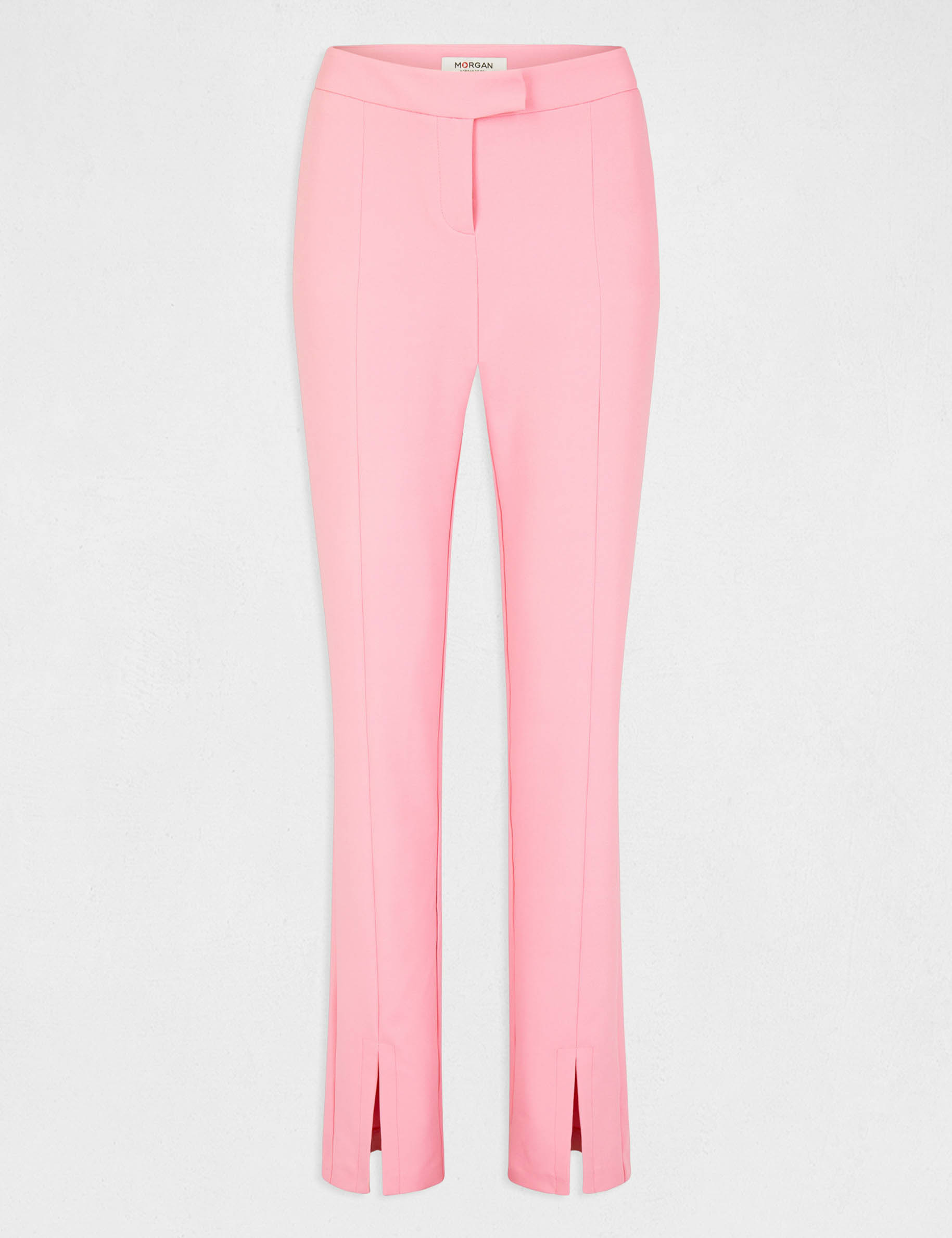 Pantalon tailleur ajusté fendu rose clair femme Pantalon tailleur ajusté fendu rose clair femme