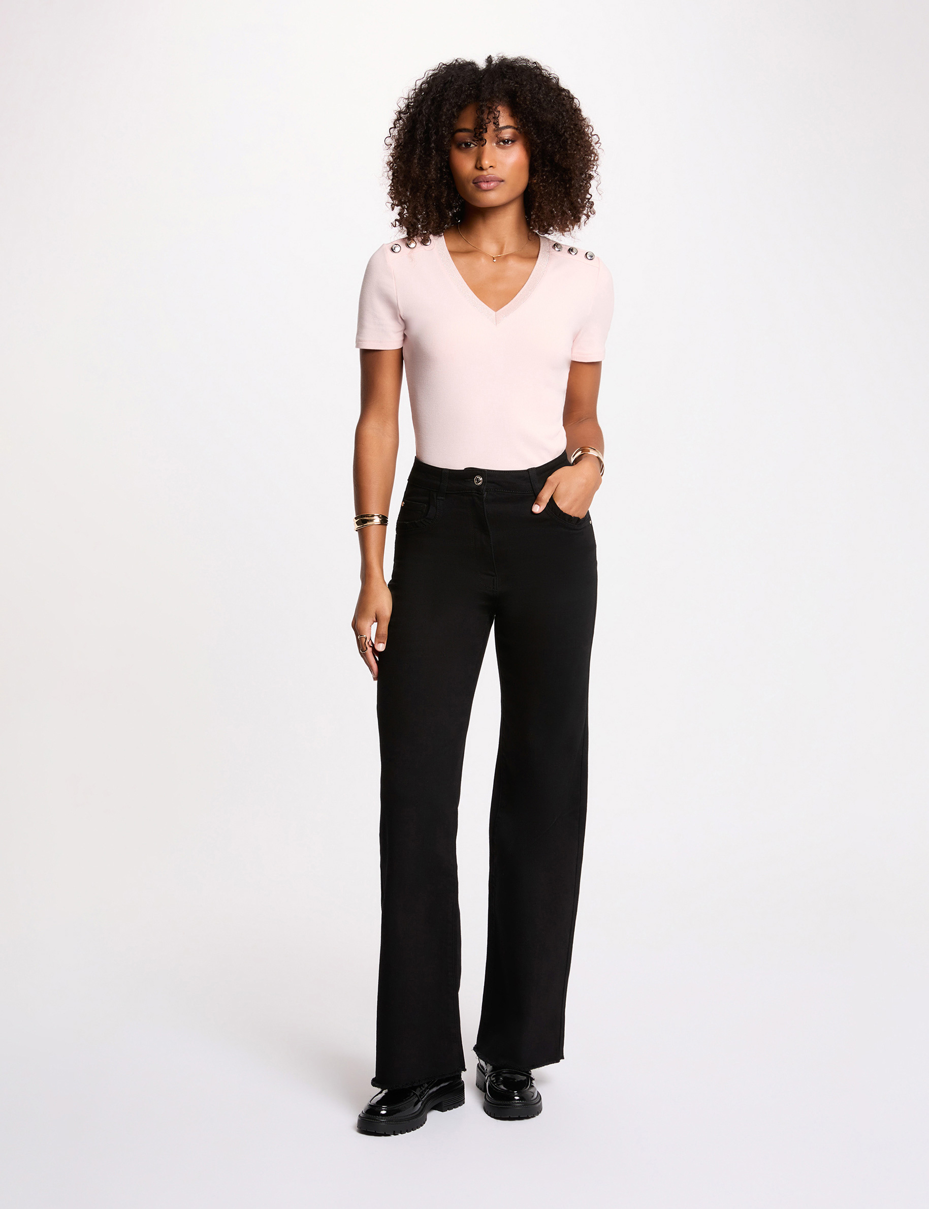 T-shirt manches courtes rose clair femme