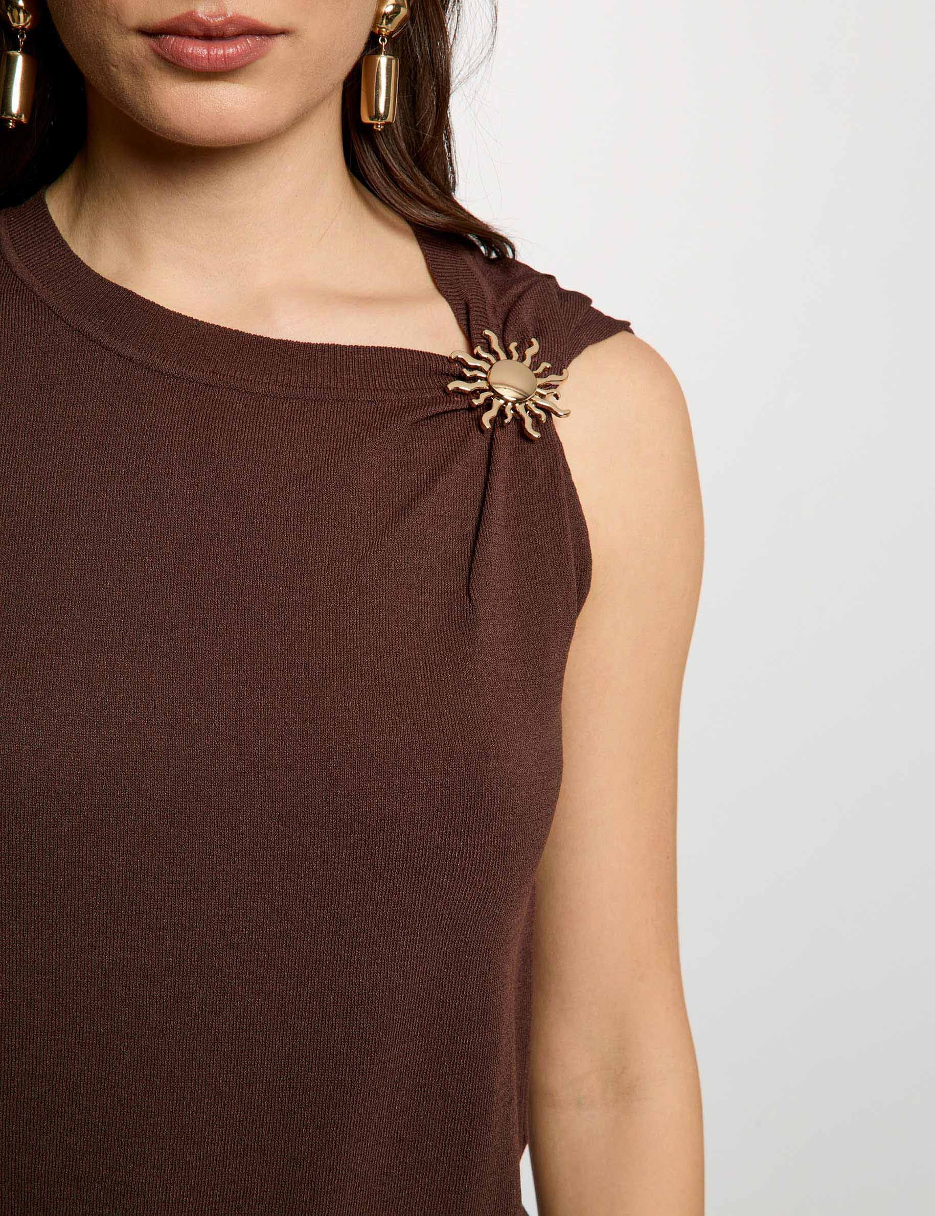 Top asym&eacute;trique sans manches marron fonc&eacute; femme