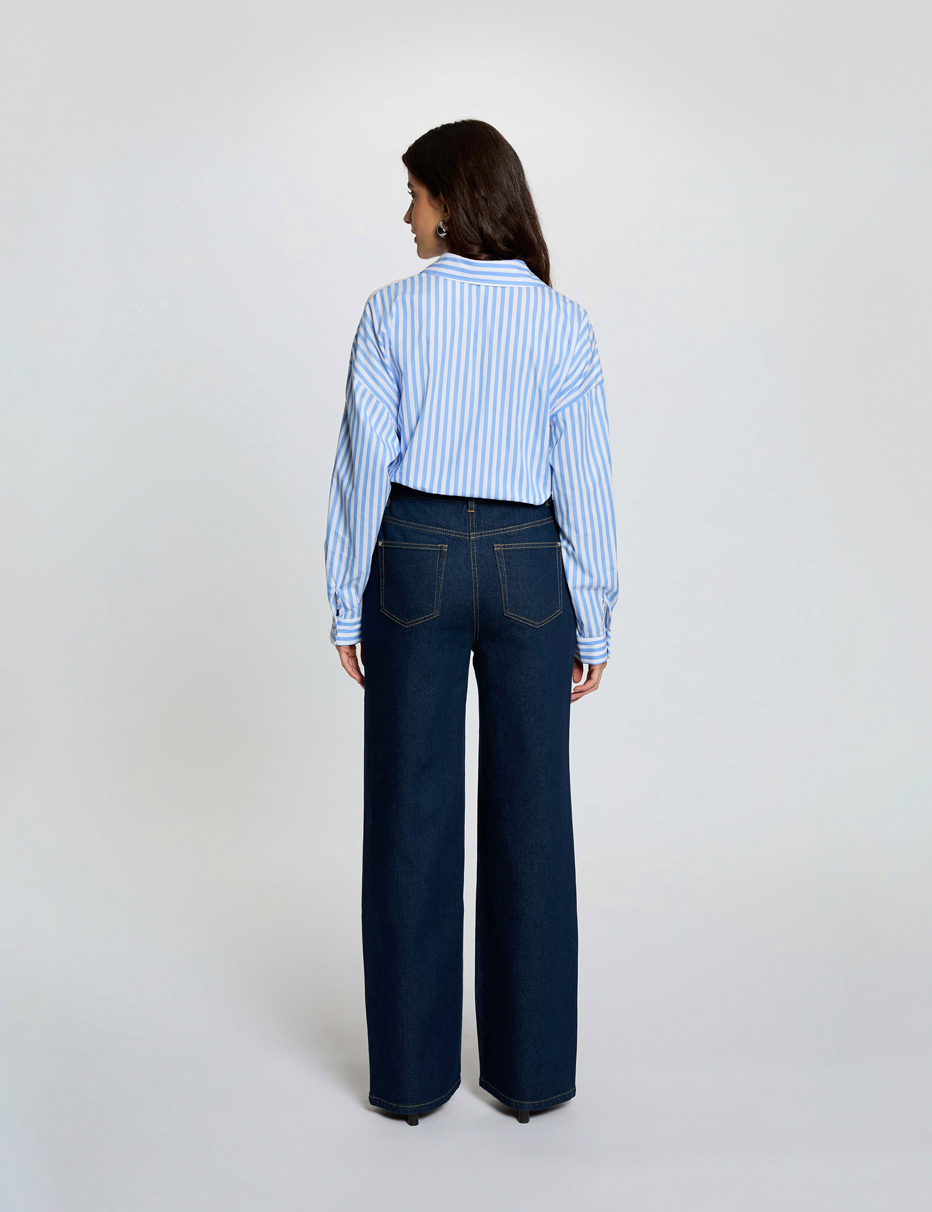 Jean large taille haute denim brut femme