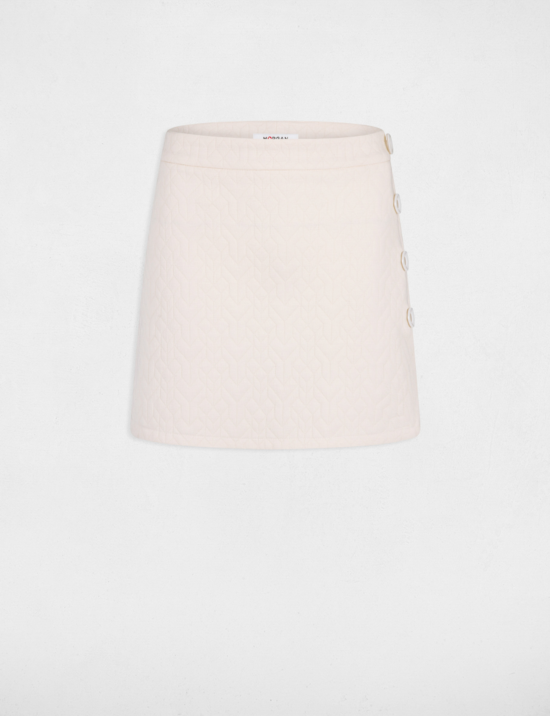 Jupe portefeuille aspect matelassé ecru moyen femme Jupe portefeuille aspect matelassé ecru moyen femme