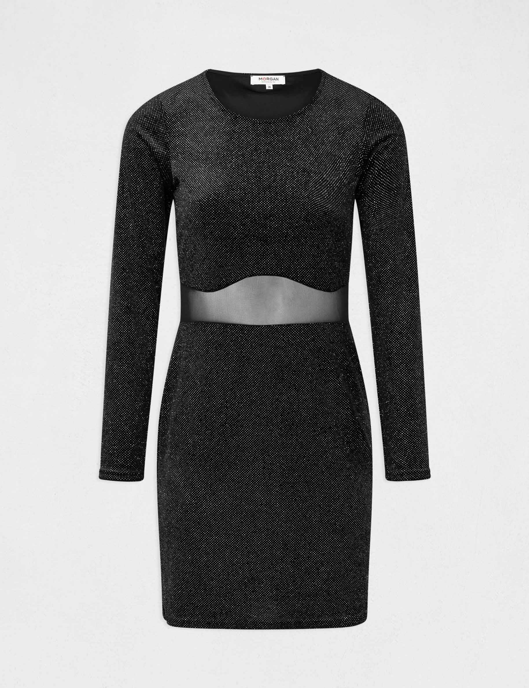 Robe ajustée ouverture et paillettes noir femme