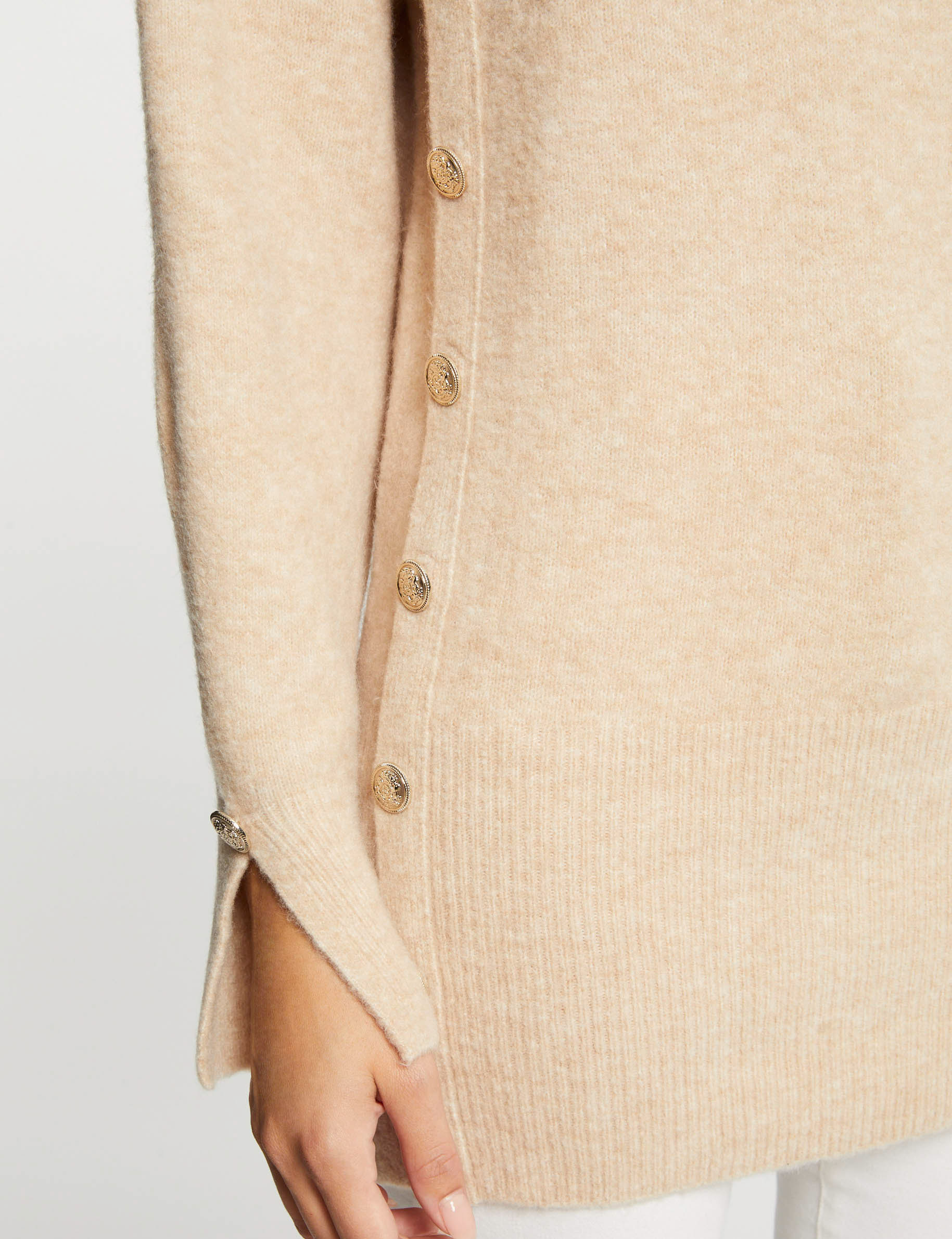 pull manches longues mi long beige femme Pull manches longues mi-long beige femme