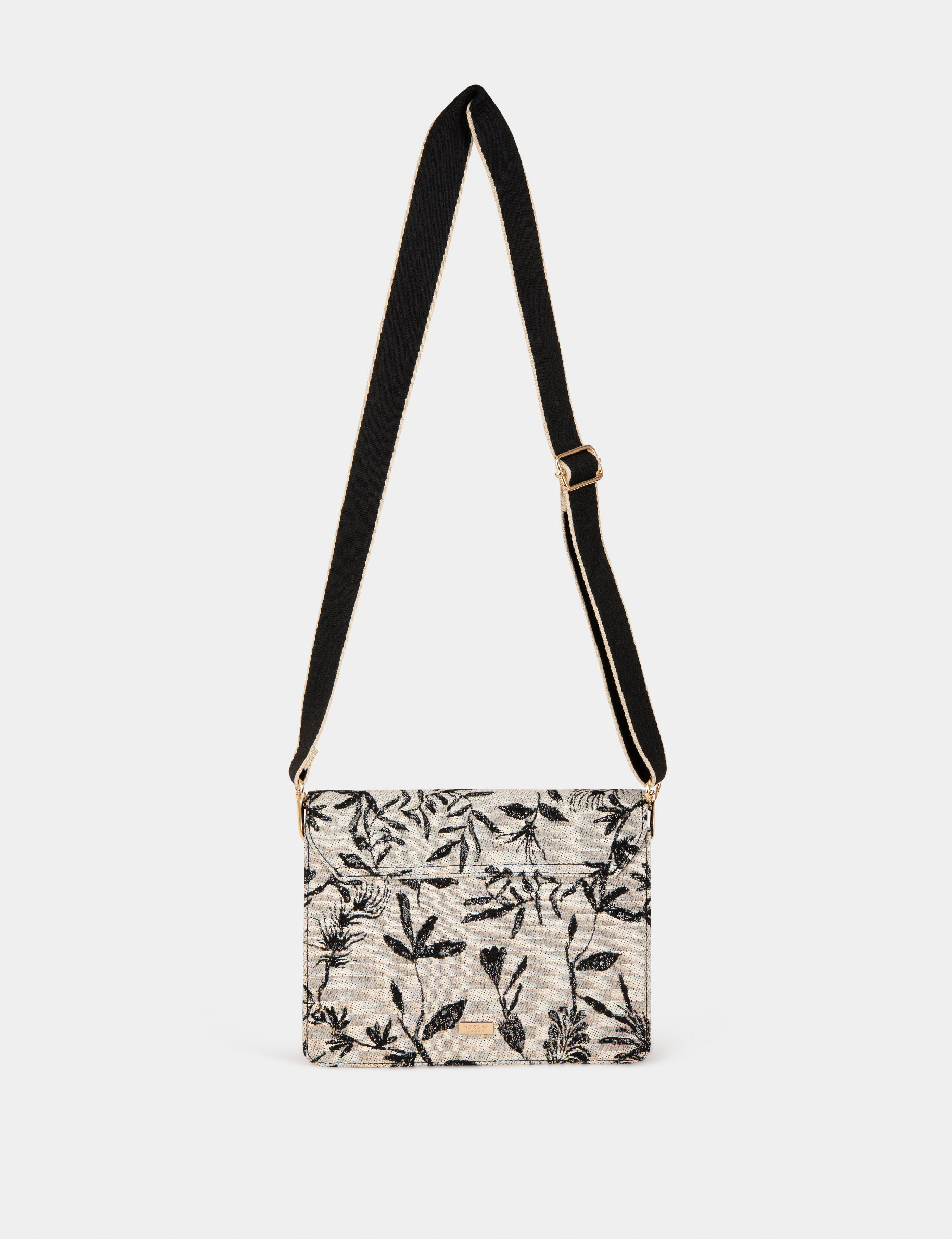 sac a rabat imprime vegetal noir femme Sac à rabat imprimé végétal noir femme