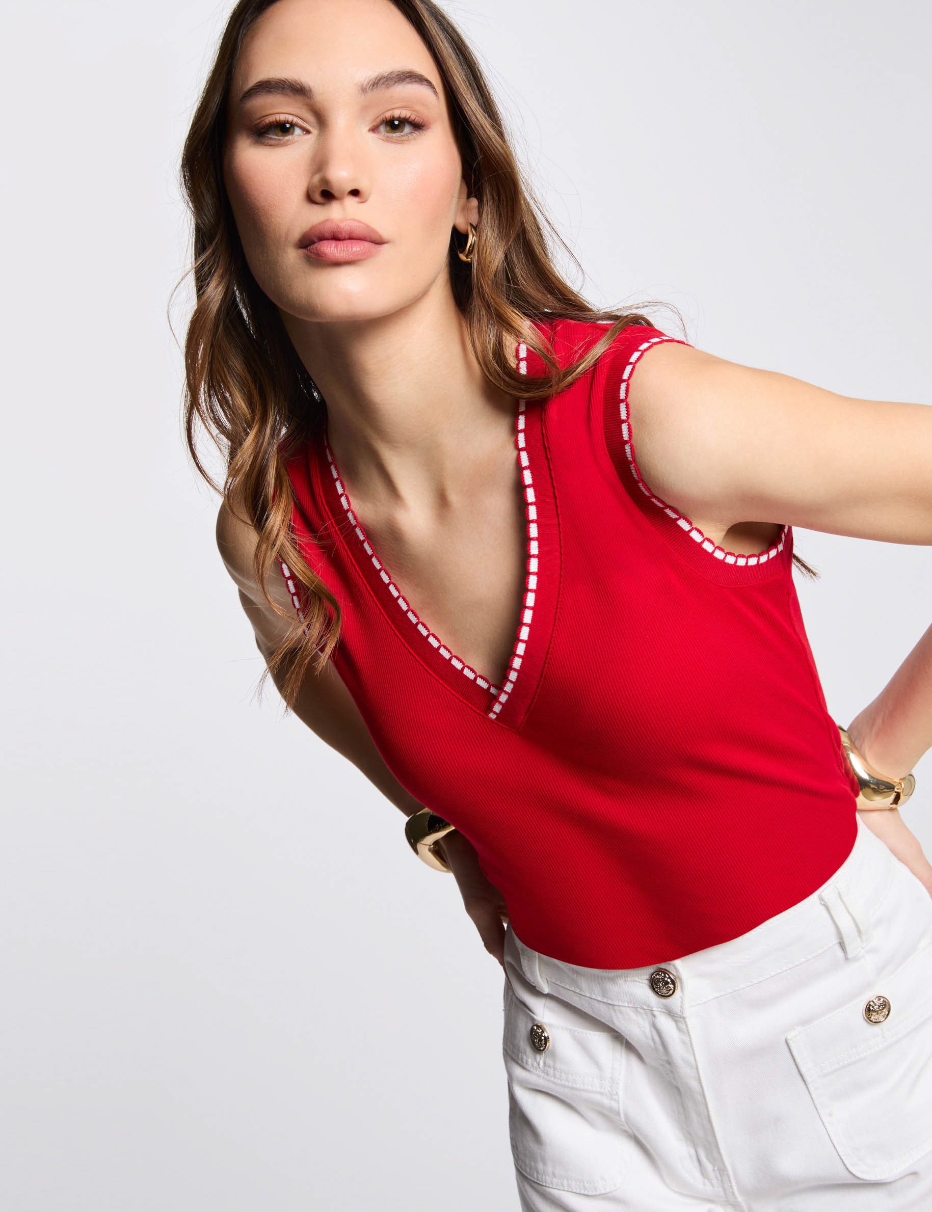 debardeur sans manches rouge femme Débardeur sans manches rouge femme