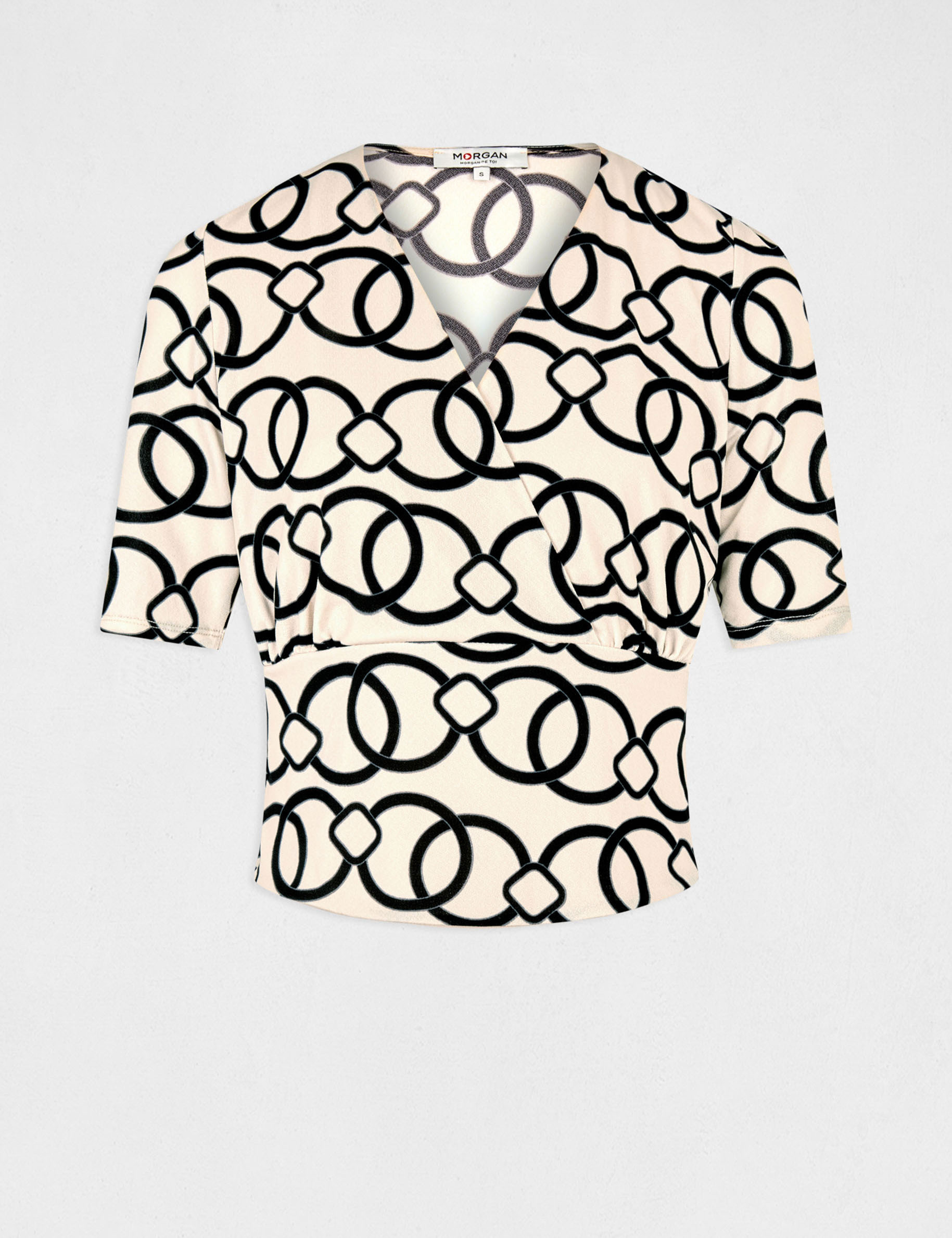 T-shirt manches courtes imprimé chaîne multico femme T-shirt manches courtes imprimé chaîne multico femme