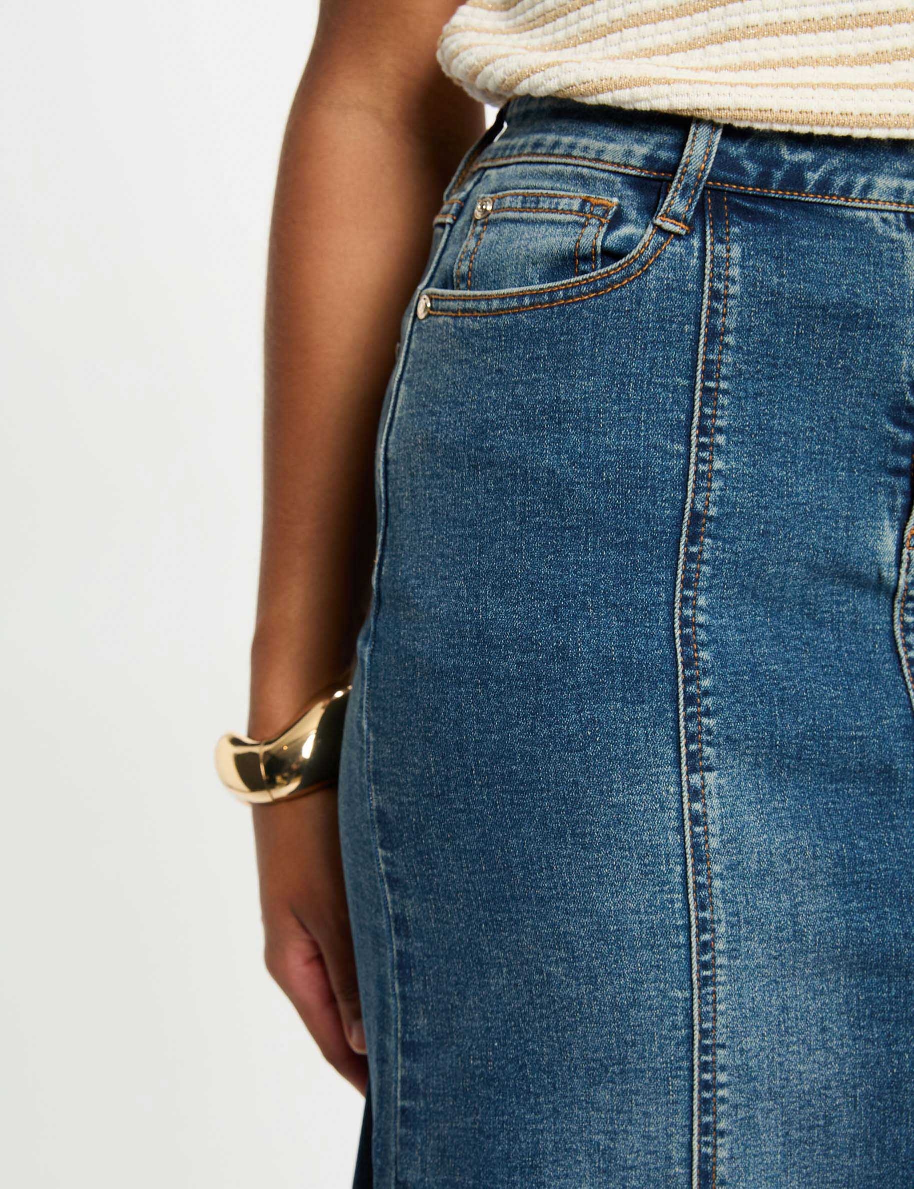 jupe midi ajustee en jean denim stone femme Jupe midi ajustée en jean denim stone femme