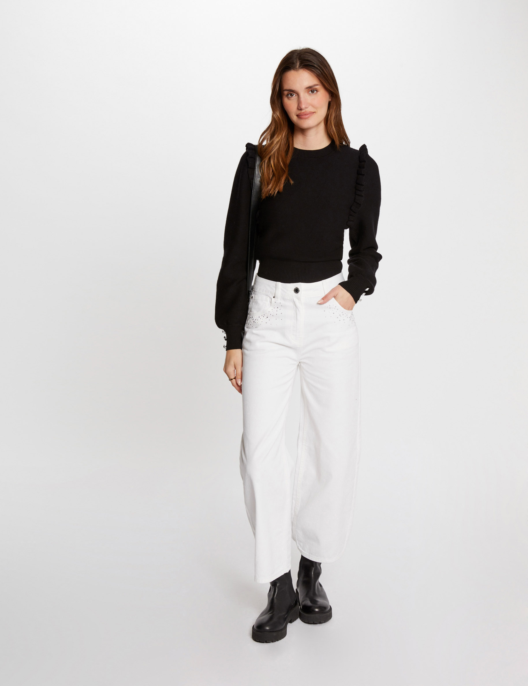 pull manches longues volants noir femme Pull manches longues volants noir femme