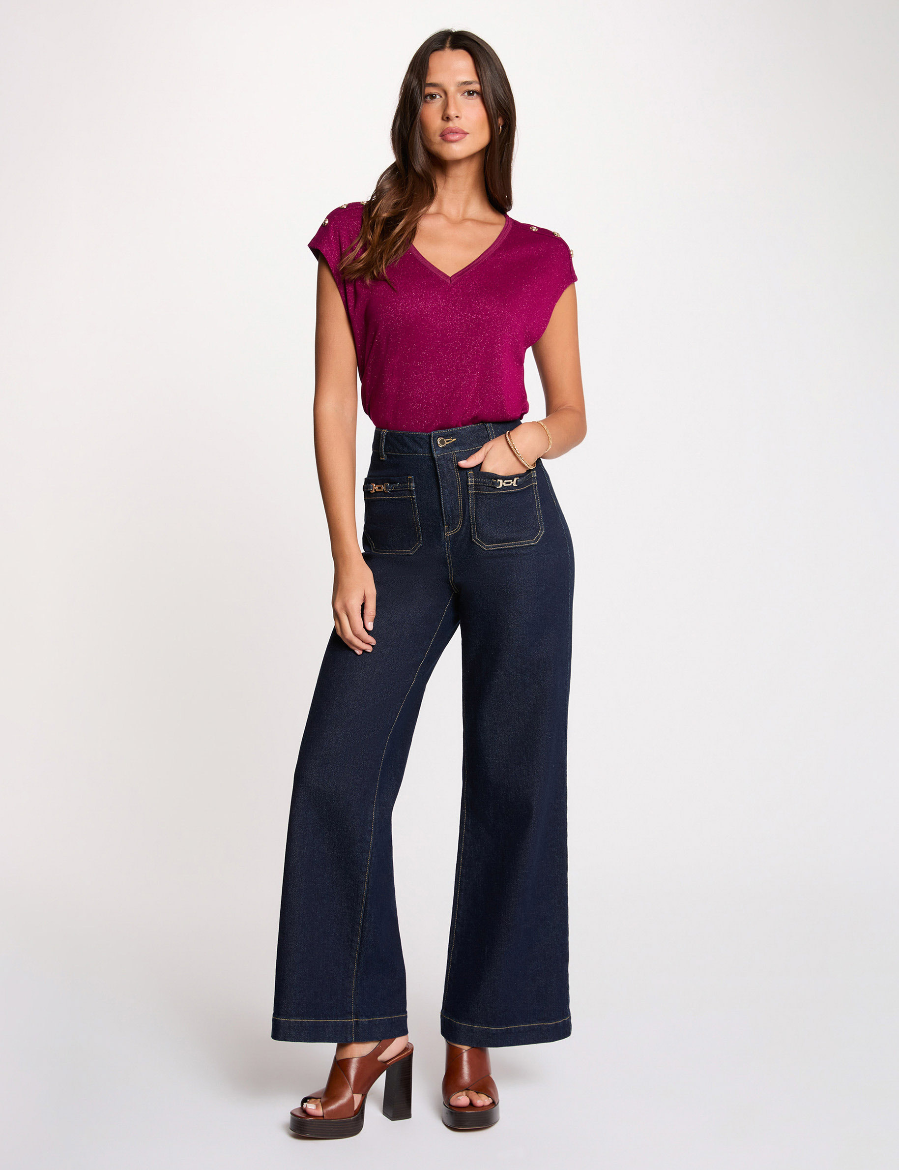 Haut Topshop Col V Manches Capuchon - Taille 6 (femme) - Beige - NEUF Sans étiquette