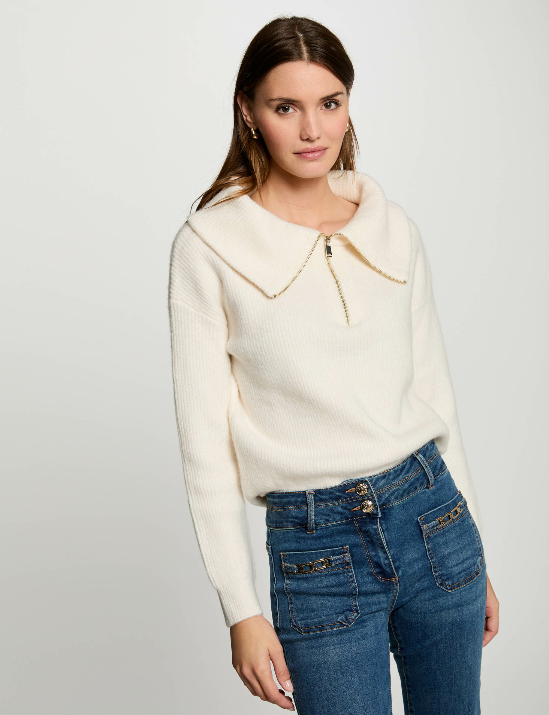 pull col camionneur ivoire femme Pull col camionneur ivoire femme