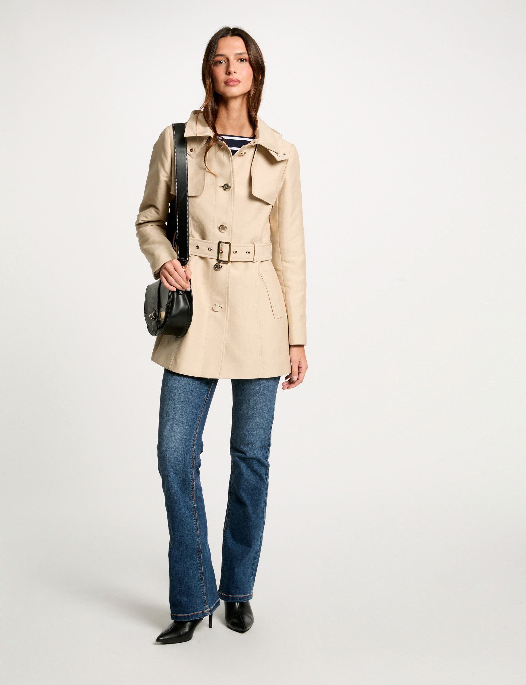 trench mi long ceinture sable femme Trench mi-long ceinturé sable femme