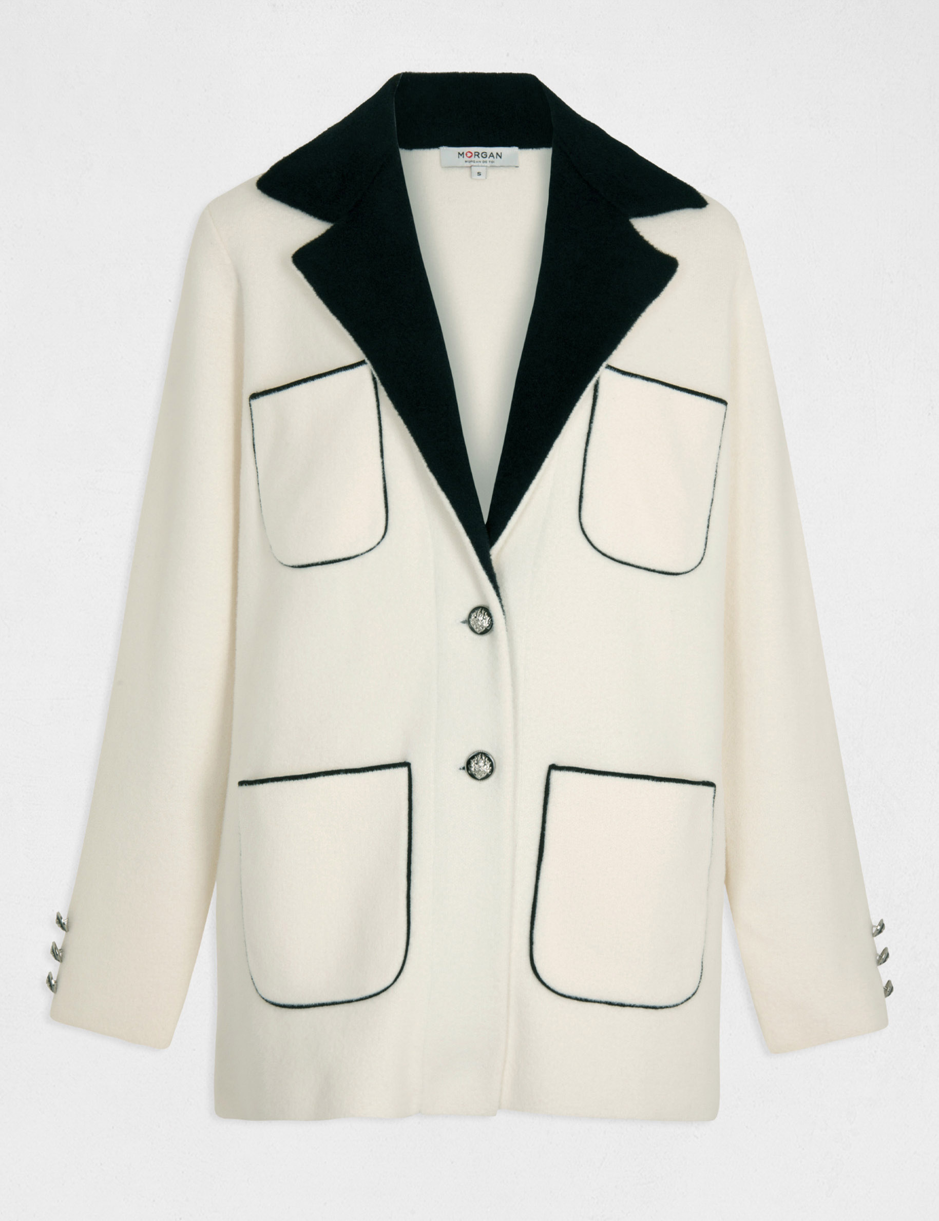 gilet droit avec poches ecru femme Gilet droit avec poches ecru femme