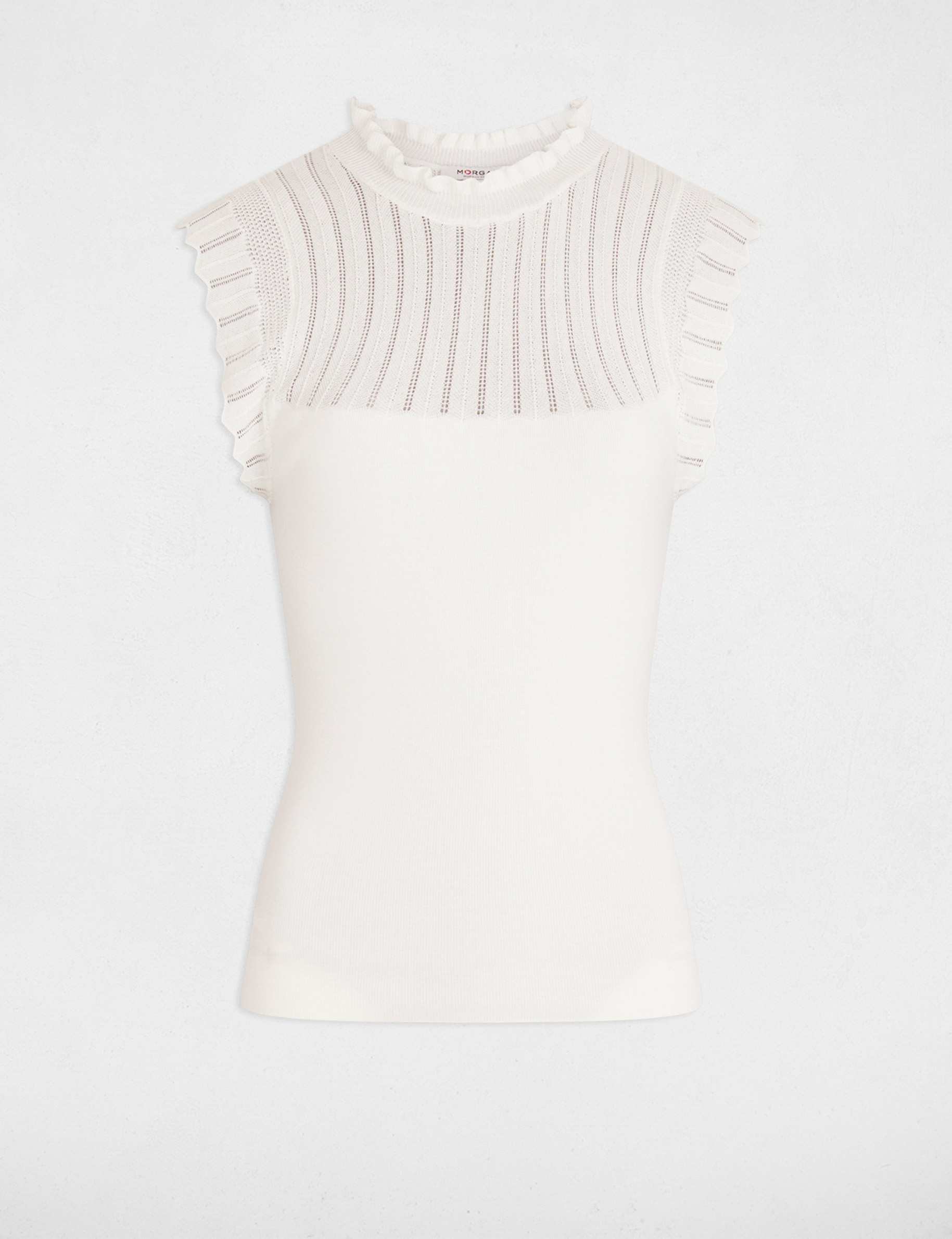 pull sans manches col rond ivoire femme Pull sans manches col rond ivoire femme