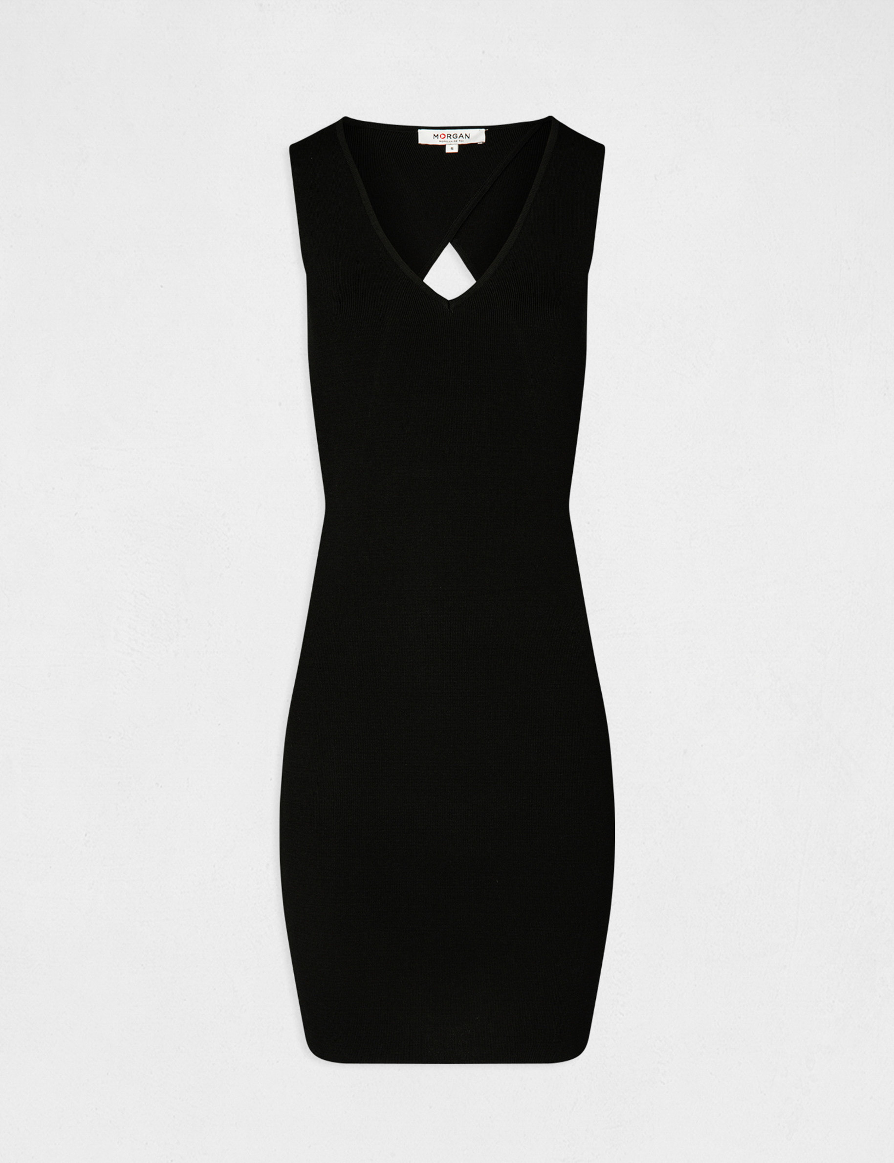 Robe pull ajustée avec ouverture noir femme Robe pull ajustée avec ouverture noir femme
