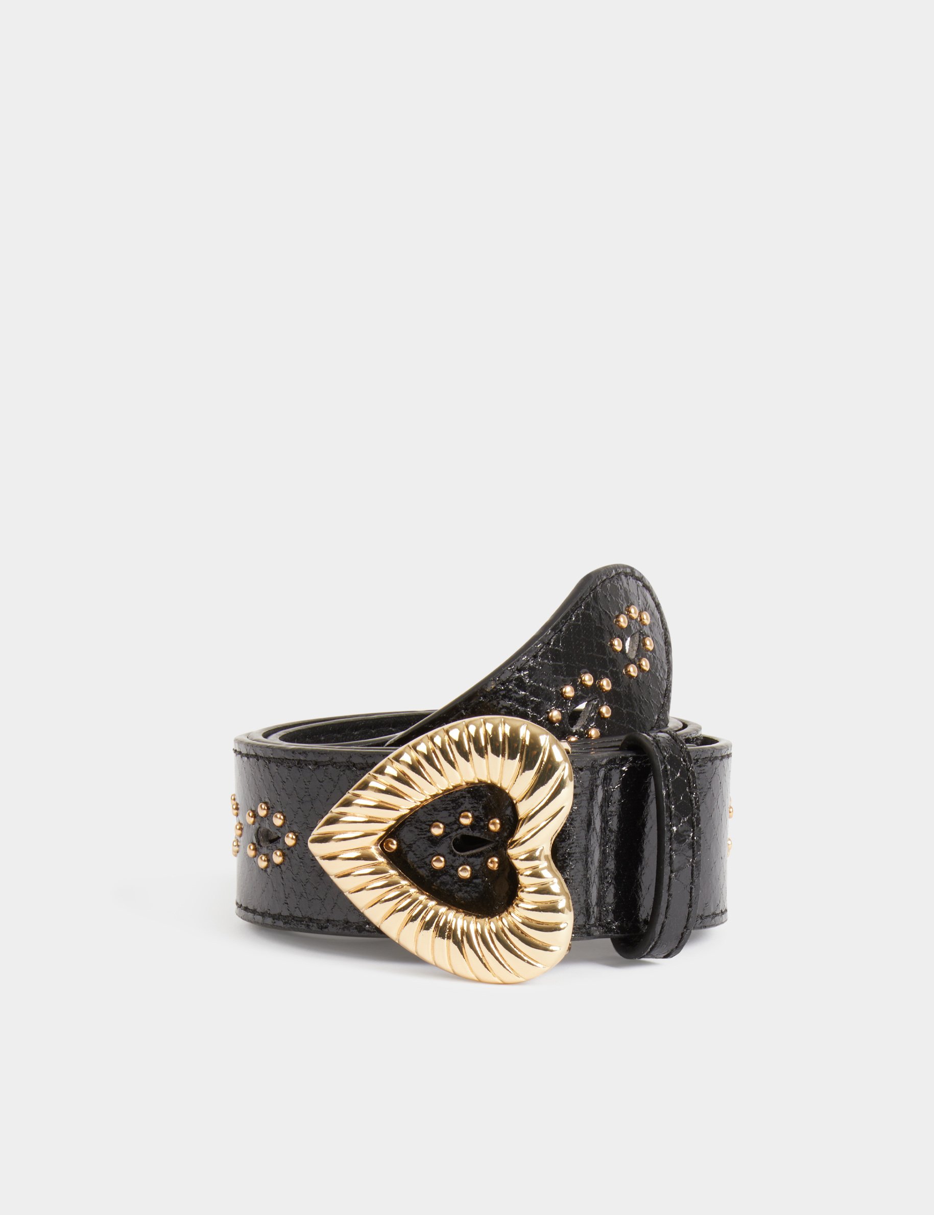 ceinture croco boucle coeur noir femme Ceinture croco boucle coeur noir femme