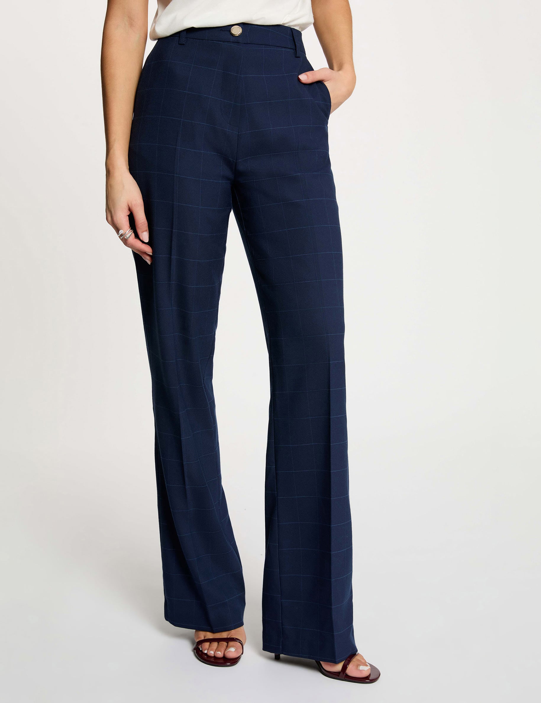 Pantalon jogging femme taille haute évasé - ceinture élastique - poches latérales - sport yoga gym