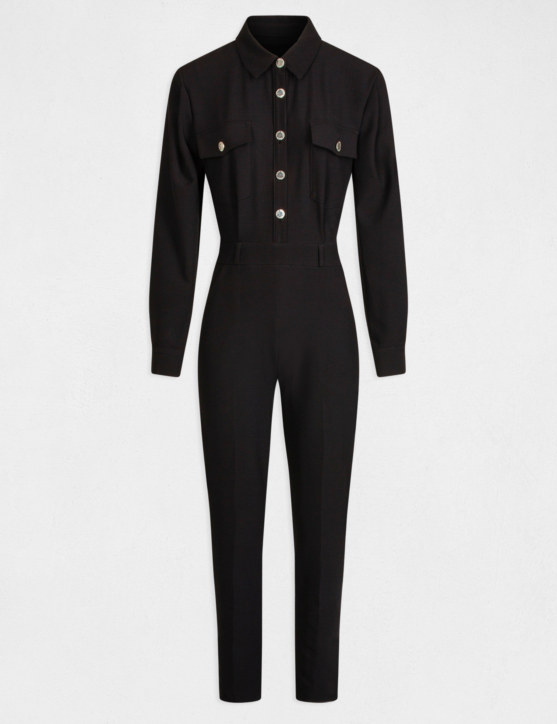 Combinaison ajustée manches longues noir femme
