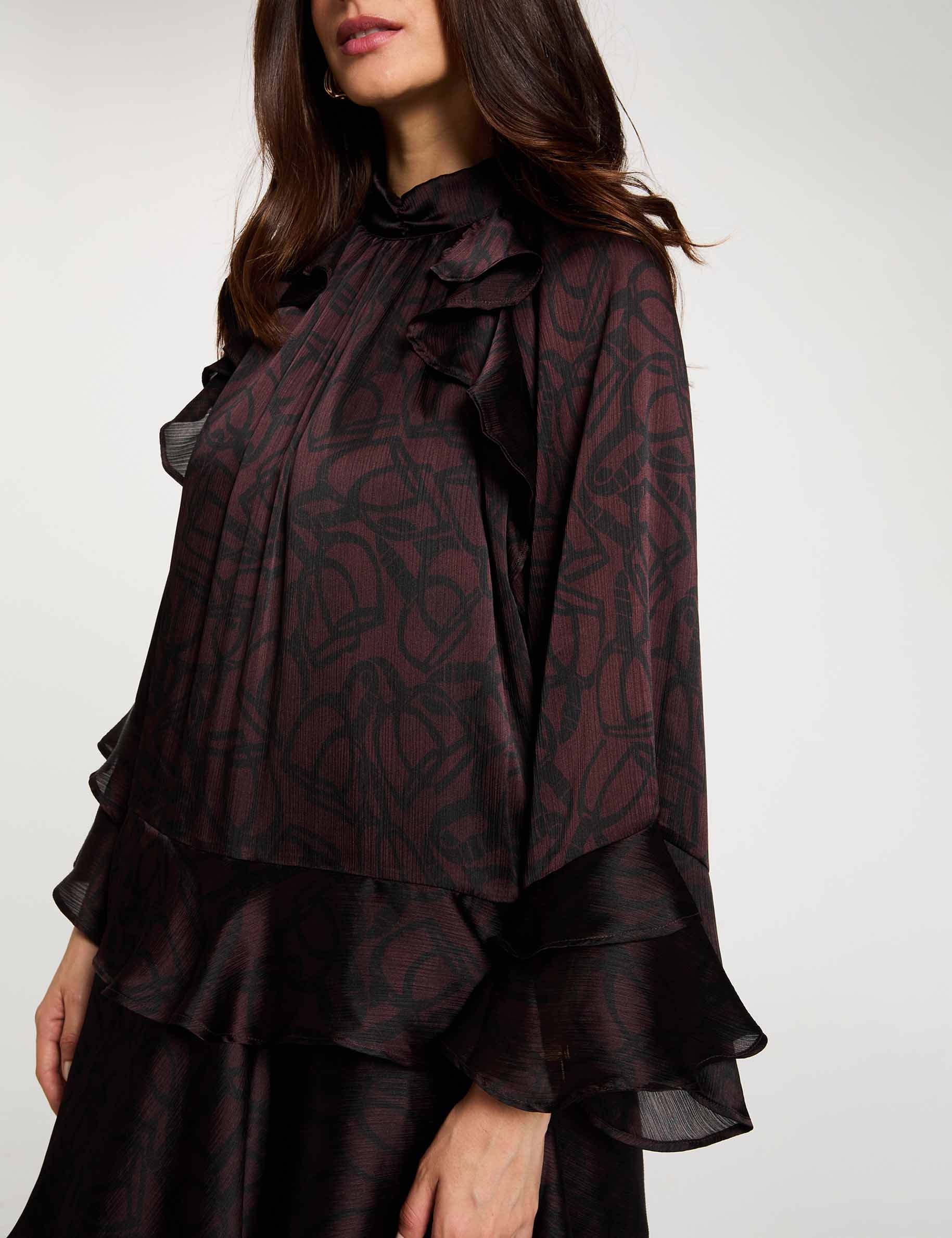 Robe courte col montant multicolore femme