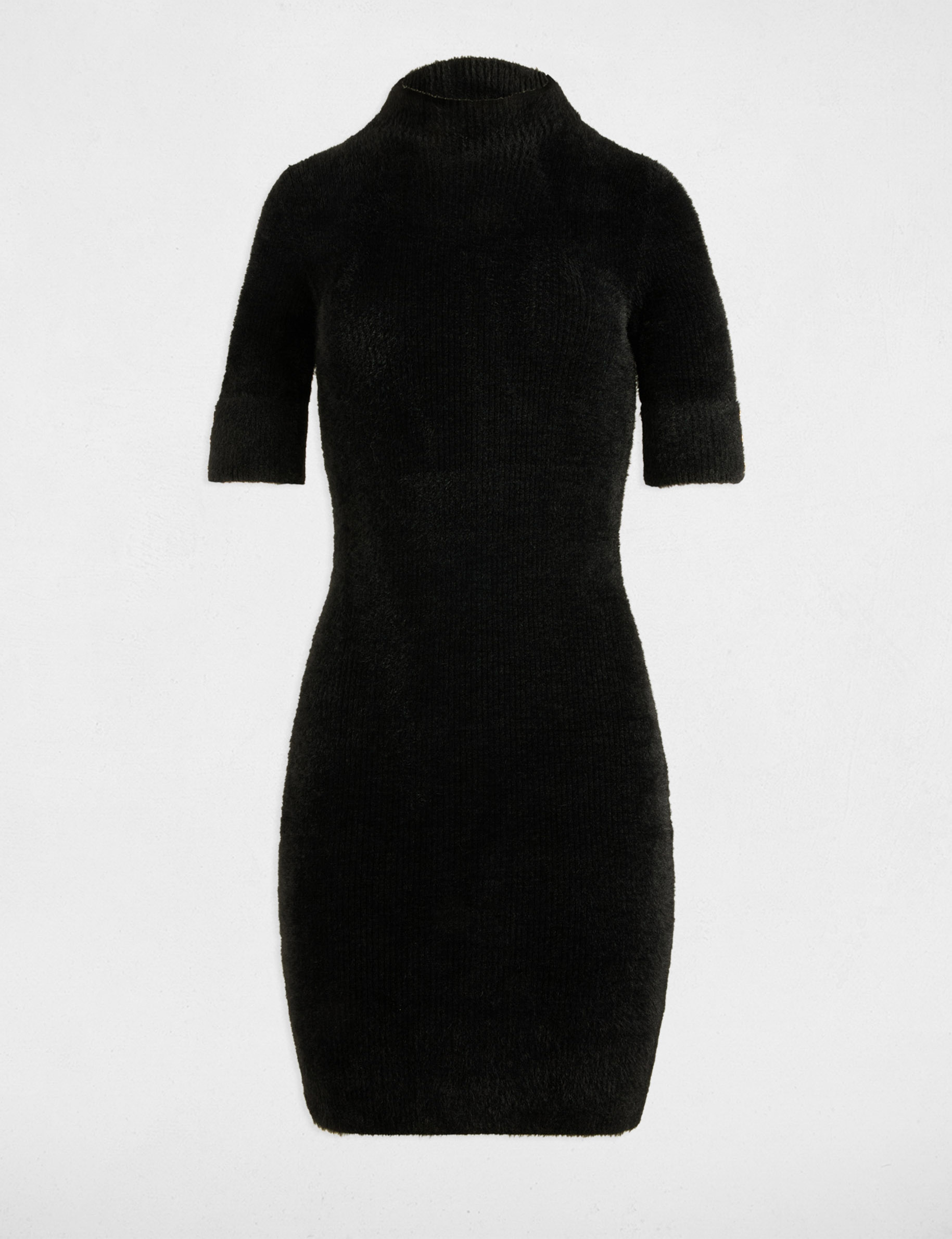 robe pull ajustee manches courtes noir femme Robe pull ajustée manches courtes noir femme