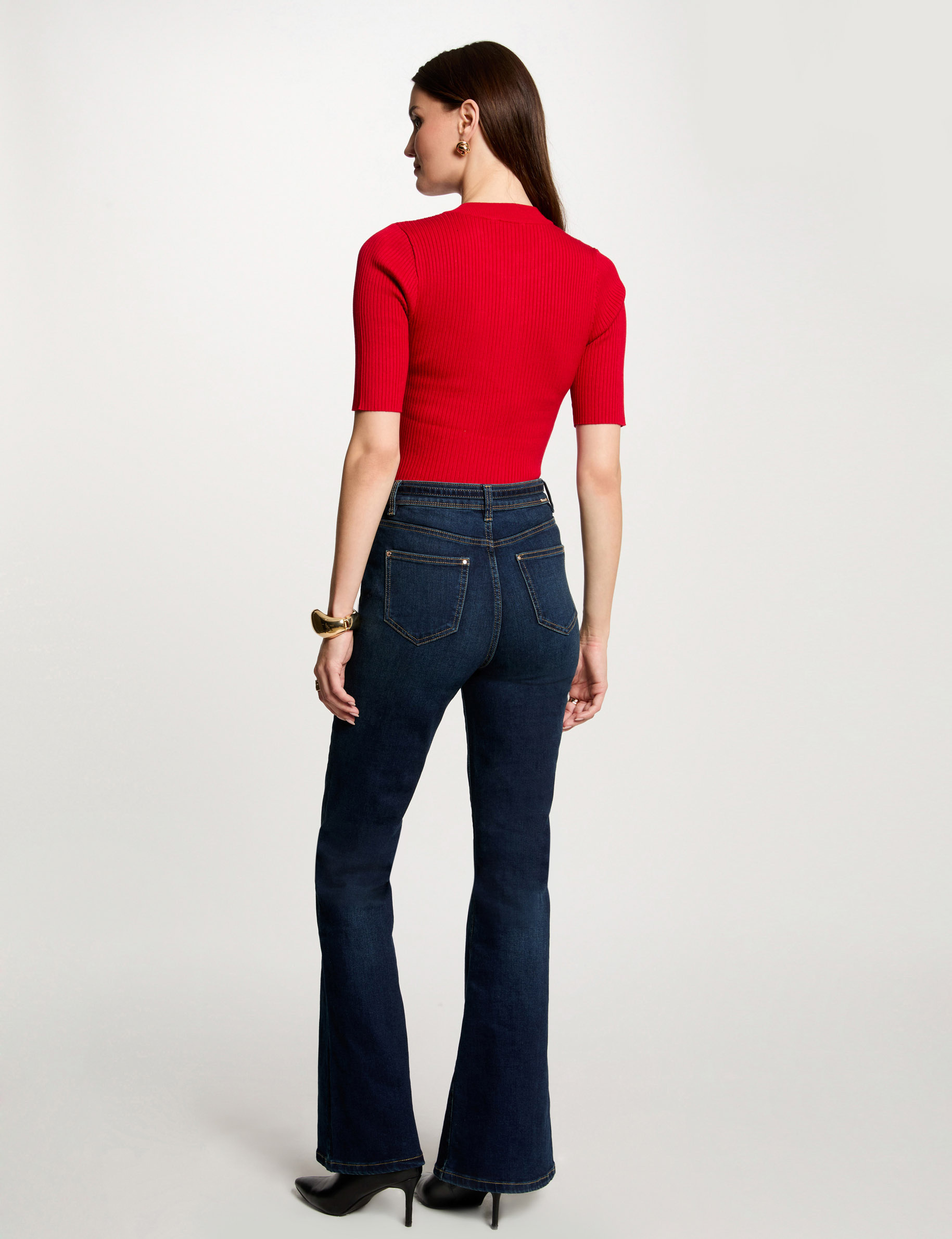 pull manches courtes cotele rouge femme Pull manches courtes côtelé rouge femme