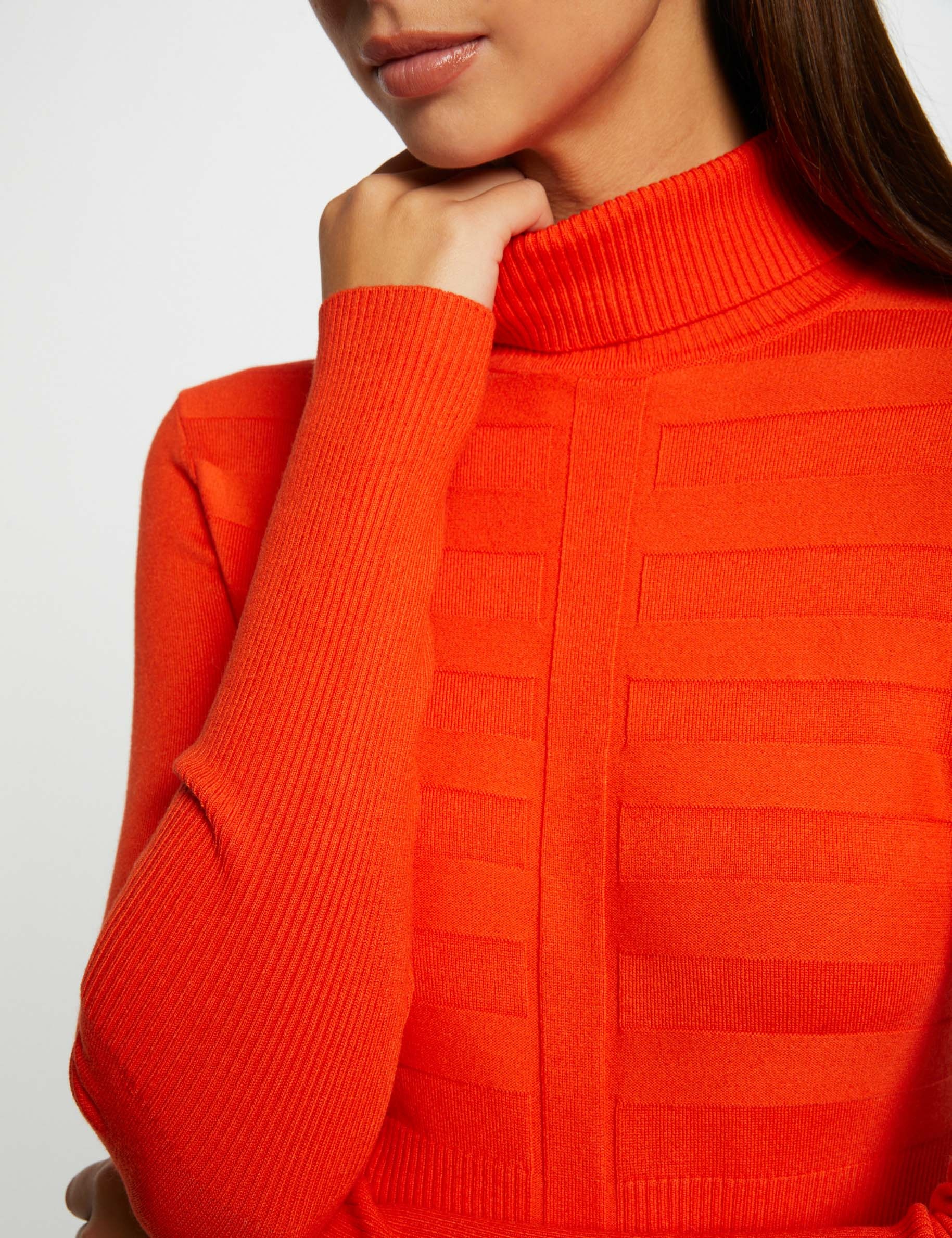 pull manches longues col roule orange femme Pull manches longues col roulé orange femme