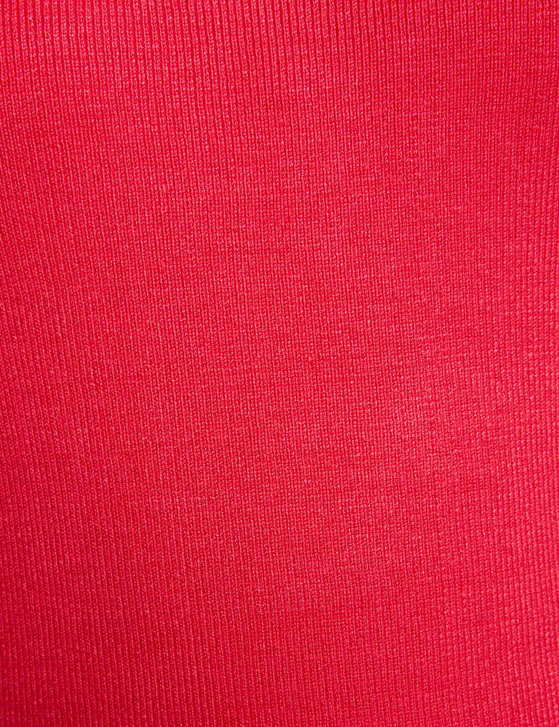 Pull Femme Morgan MGANZA - Col V, Manches Longues - Composition : 58% Viscose, 26% Polyester, 16% Polyamide - Rouge