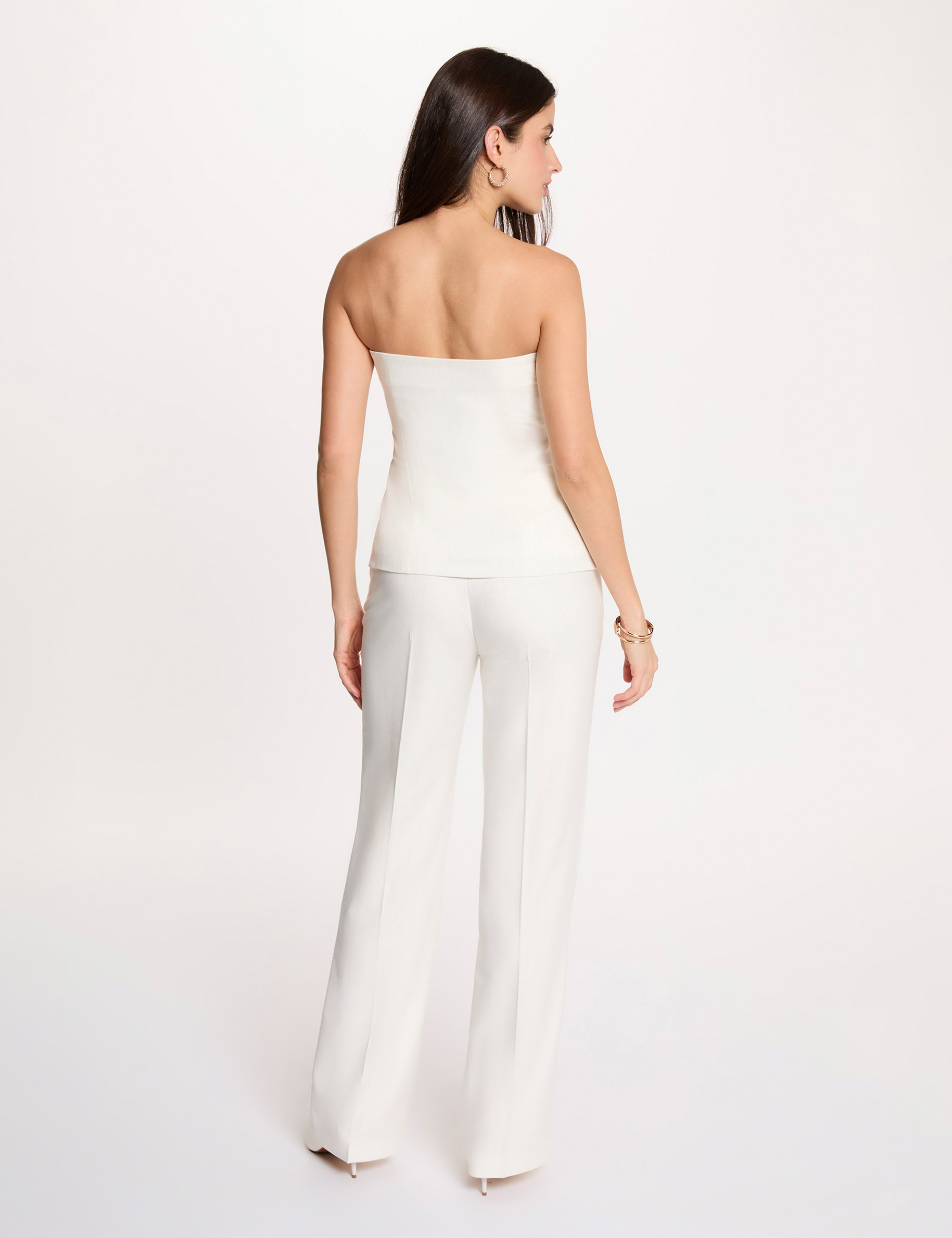 Bustier ray&eacute; sans manches blanc femme