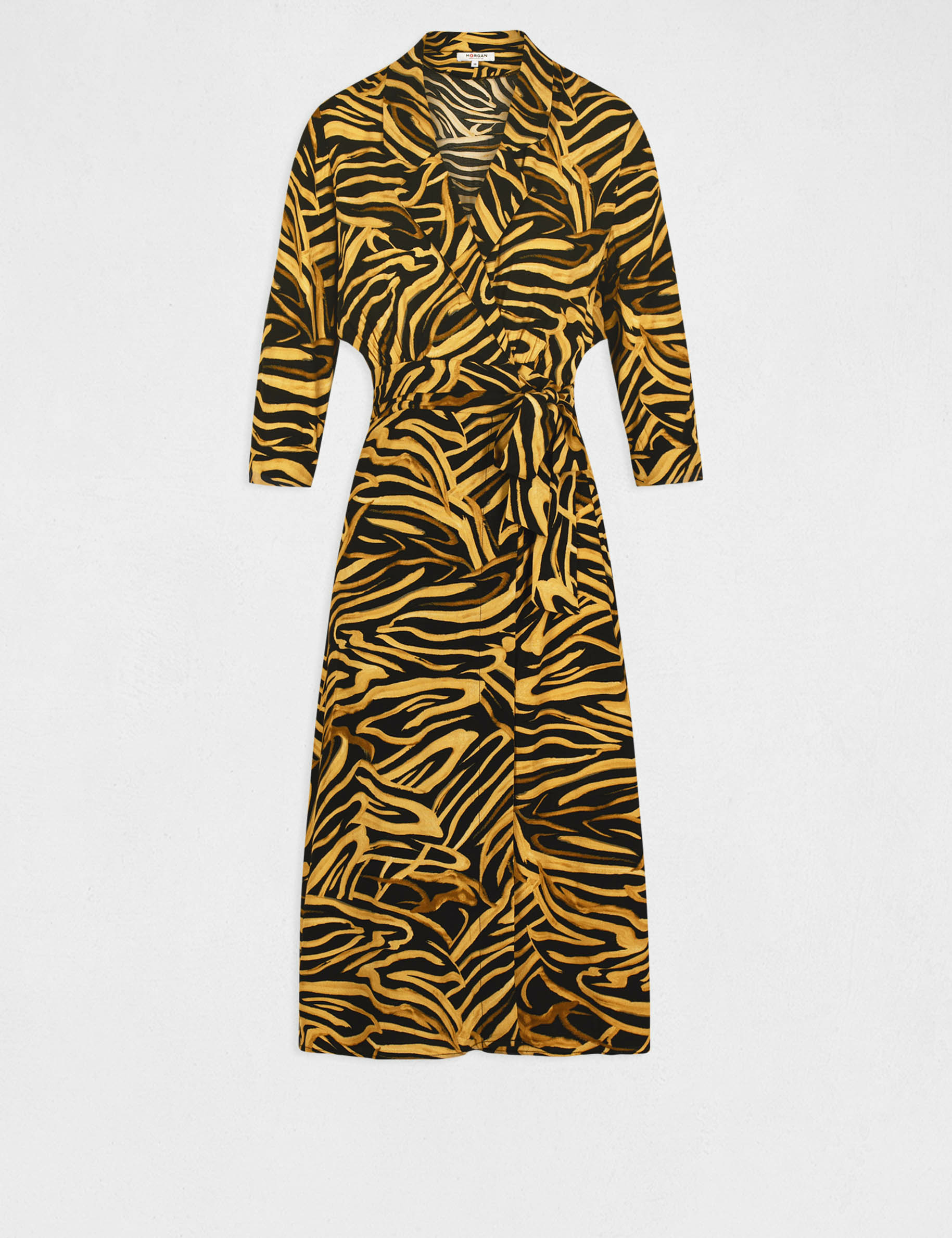 Robe midi portefeuille imprimé abstrait multico femme