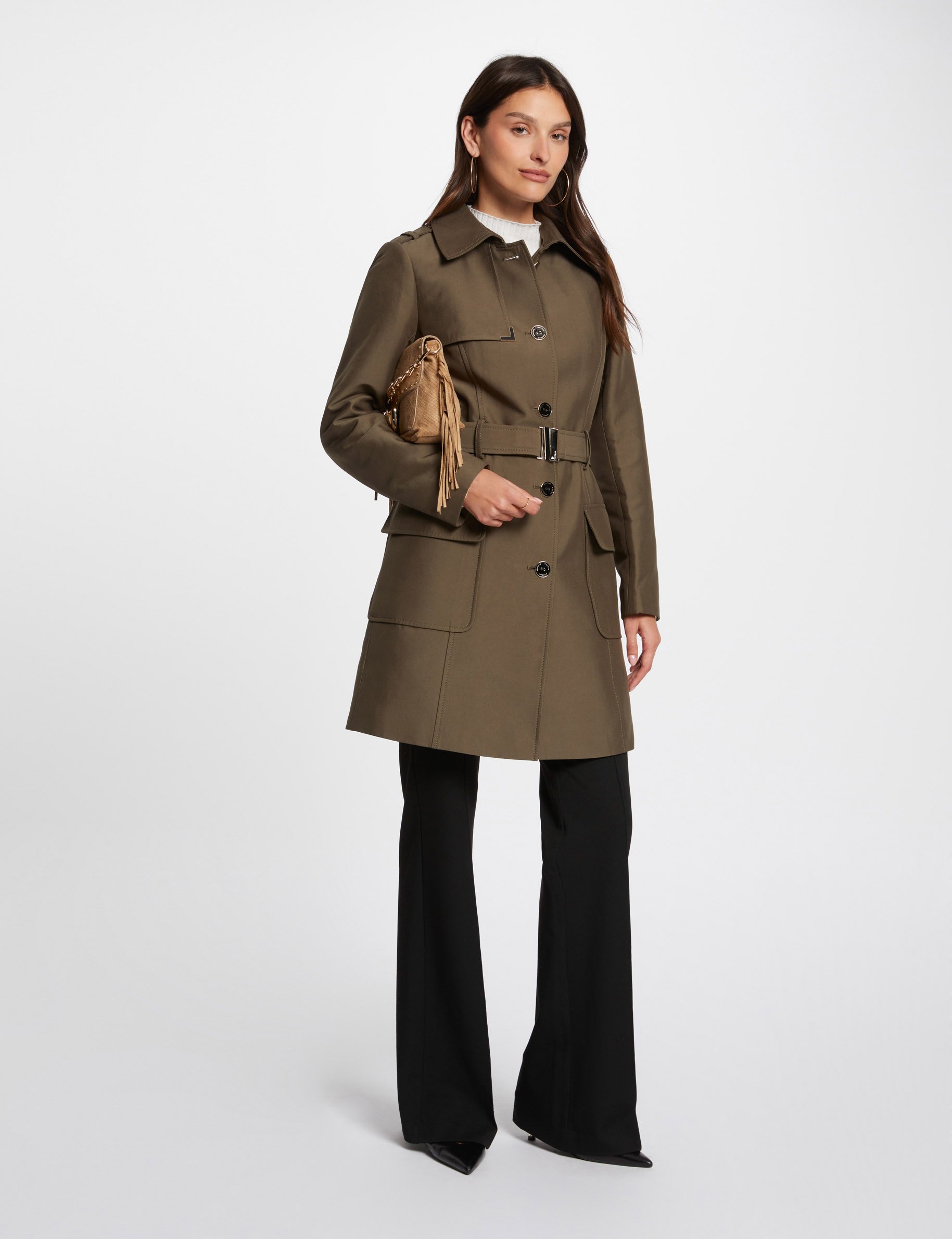 Manteau long kaki femme best sale