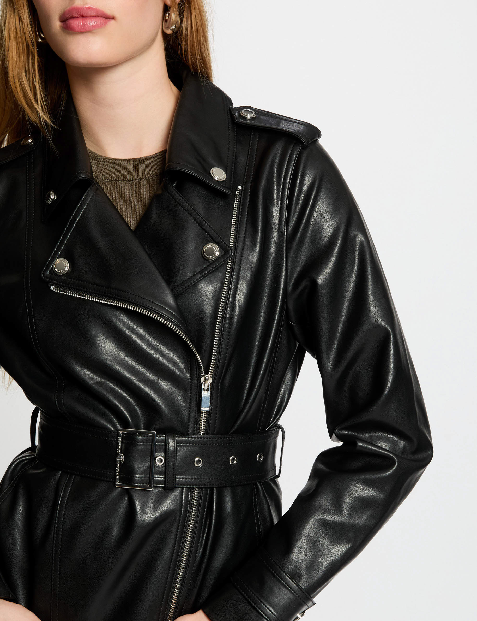 Blouson simili cuir noir femme