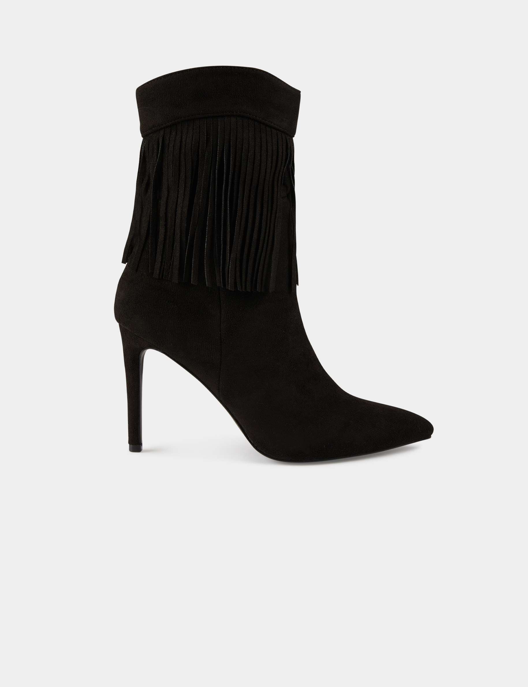 Bottines à talons avec franges noir femme